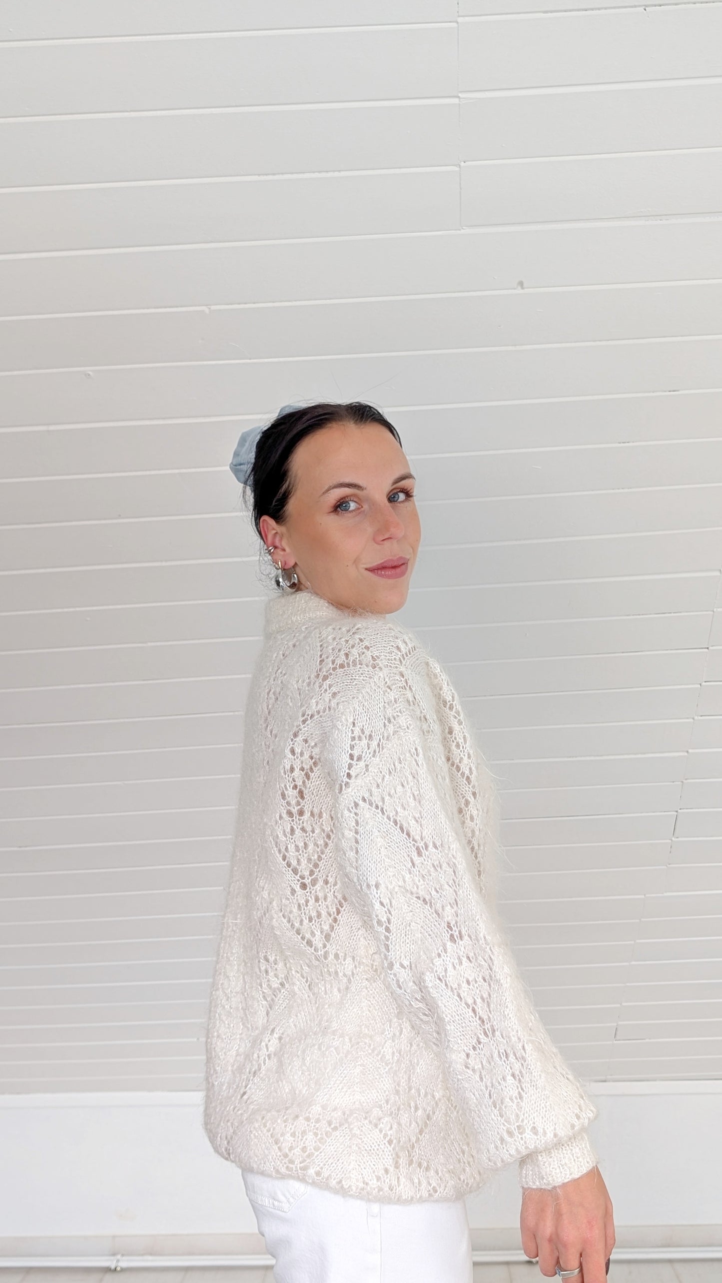 Pull kid mohair et laine tricoté main T40-42