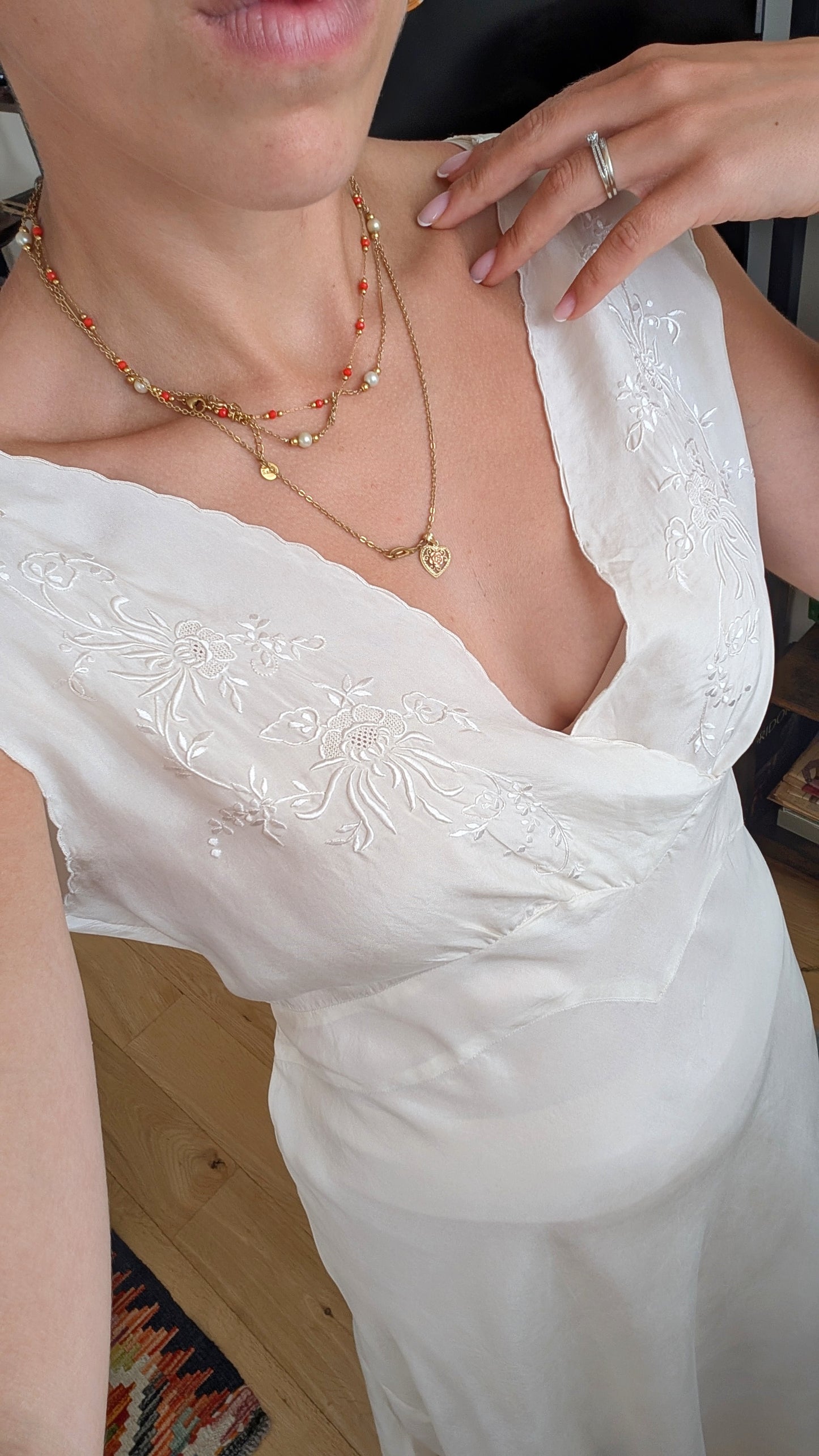 Robe soie broderies manuelles T40