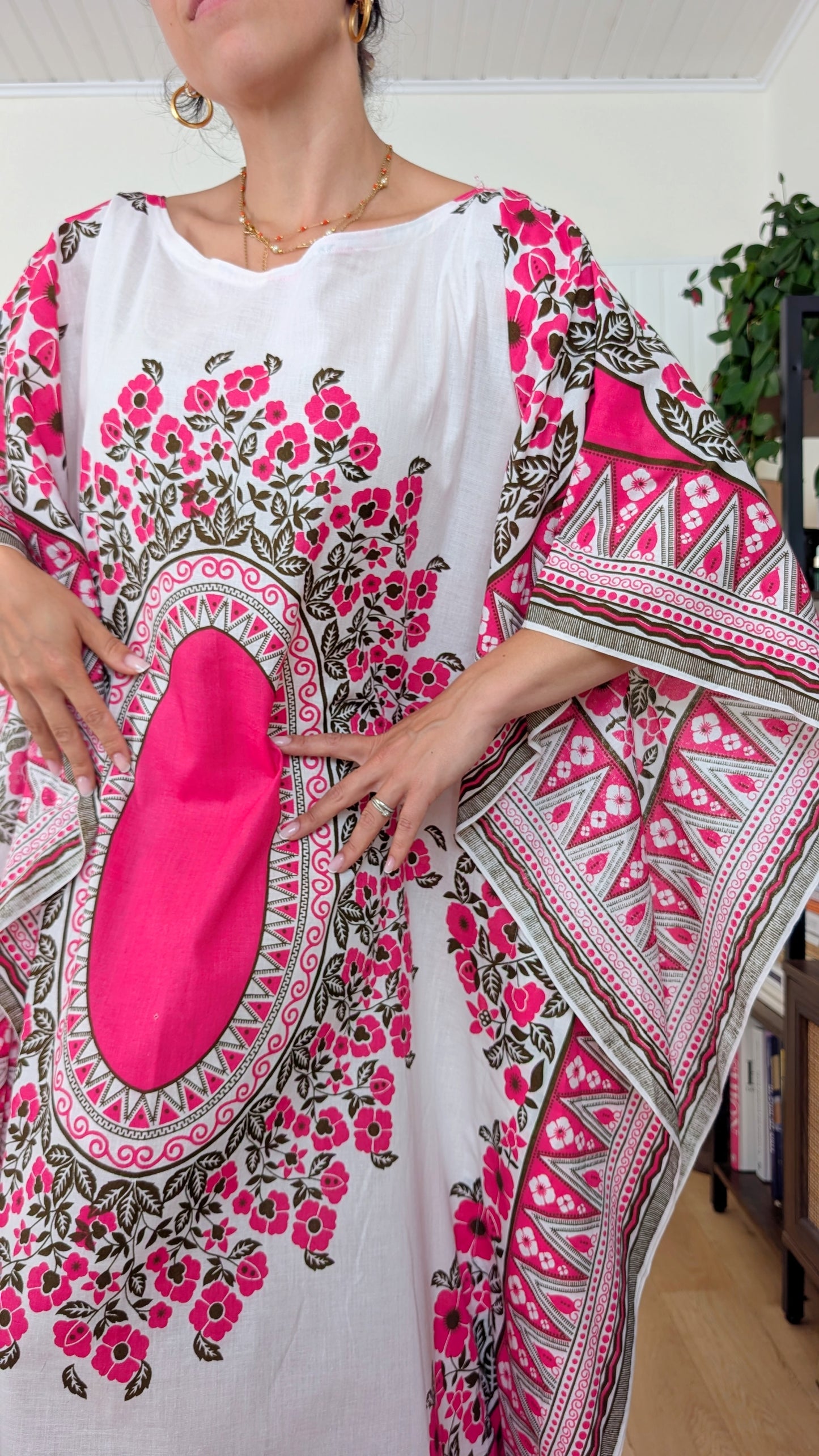 Robe caftan coton 70s taille unique