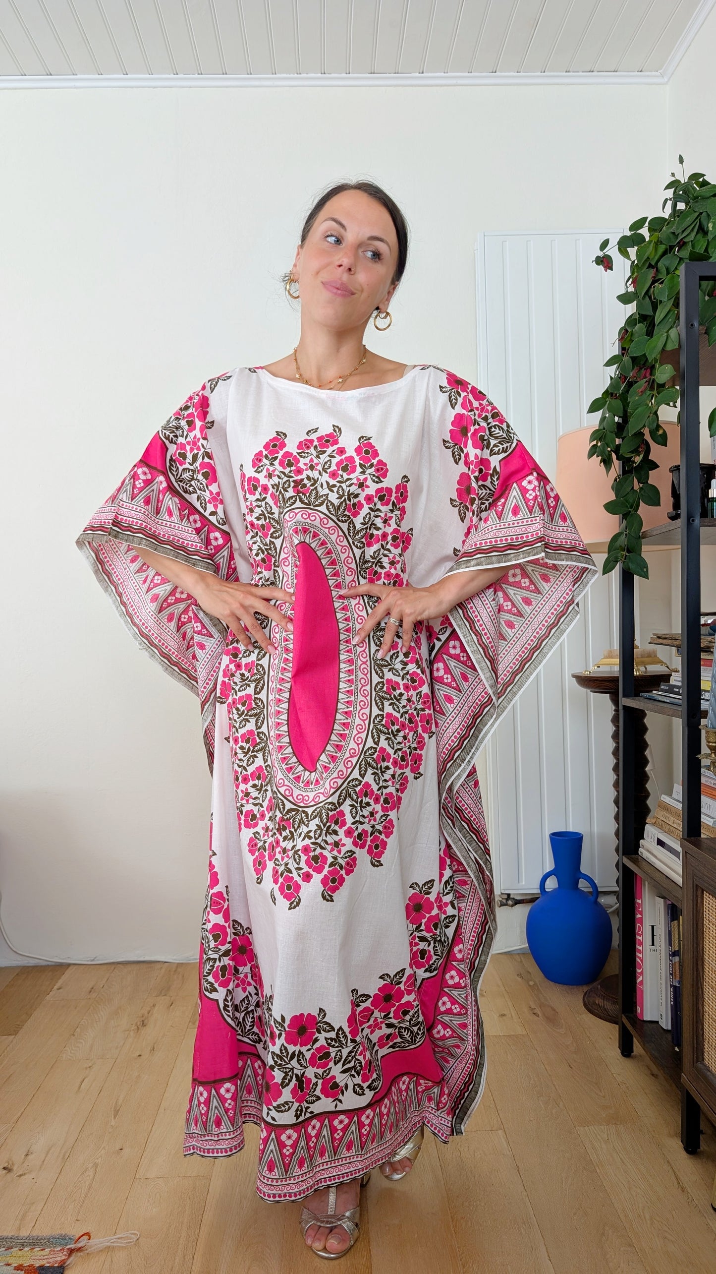 Robe caftan coton 70s taille unique