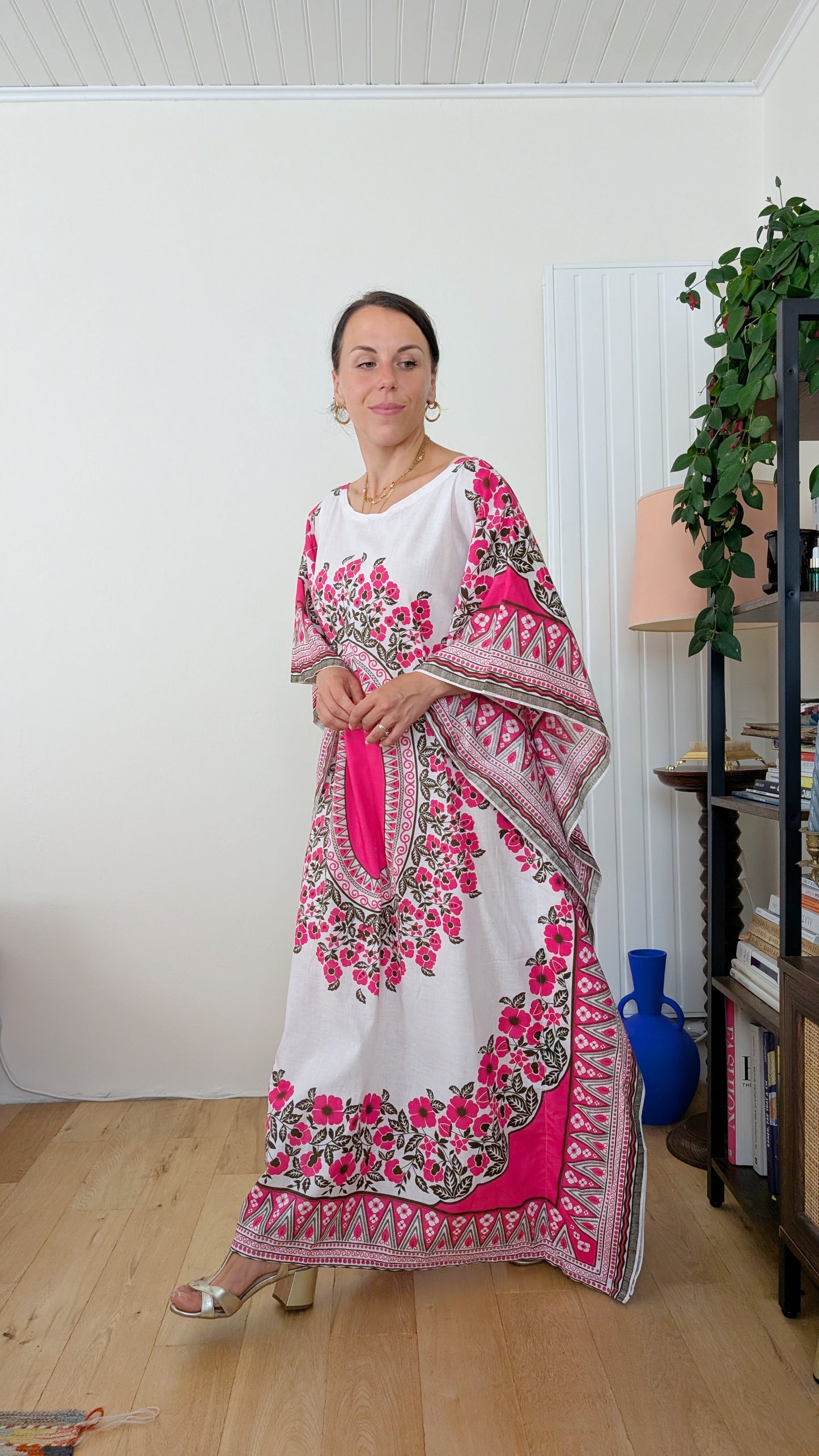 Robe caftan coton 70s taille unique