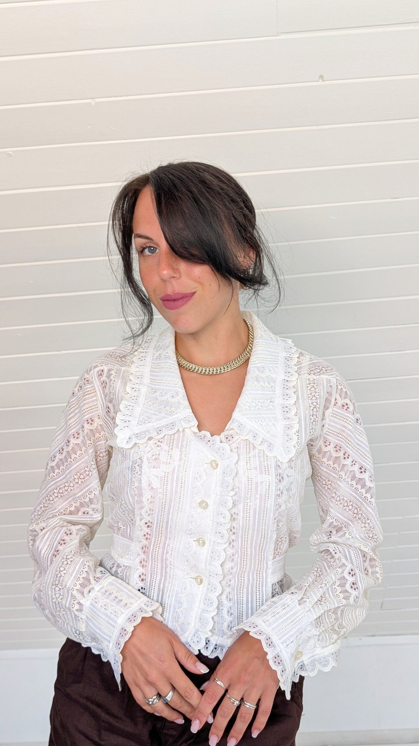 Blouse 70s dentelle T36-38