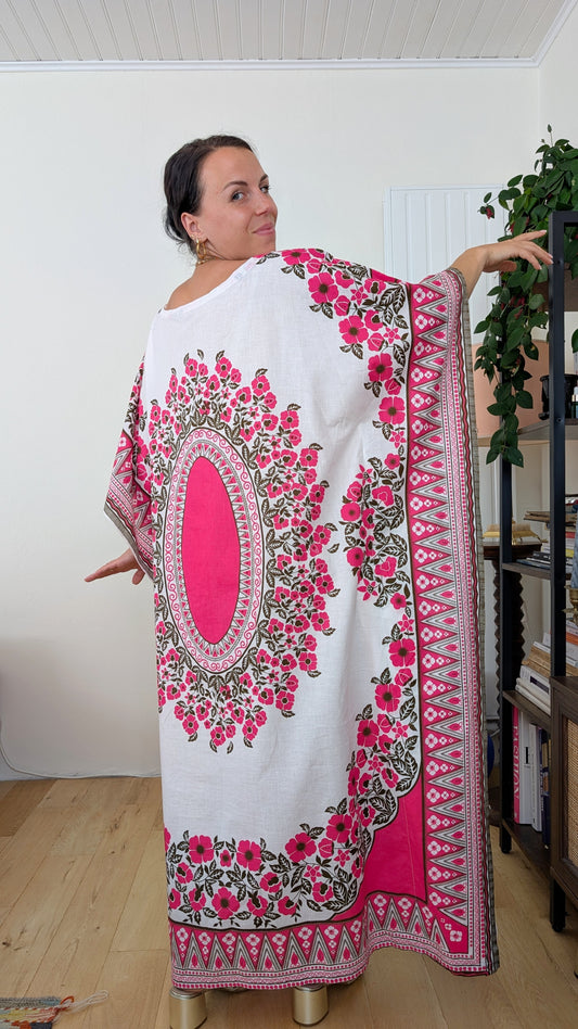 Robe caftan coton 70s taille unique