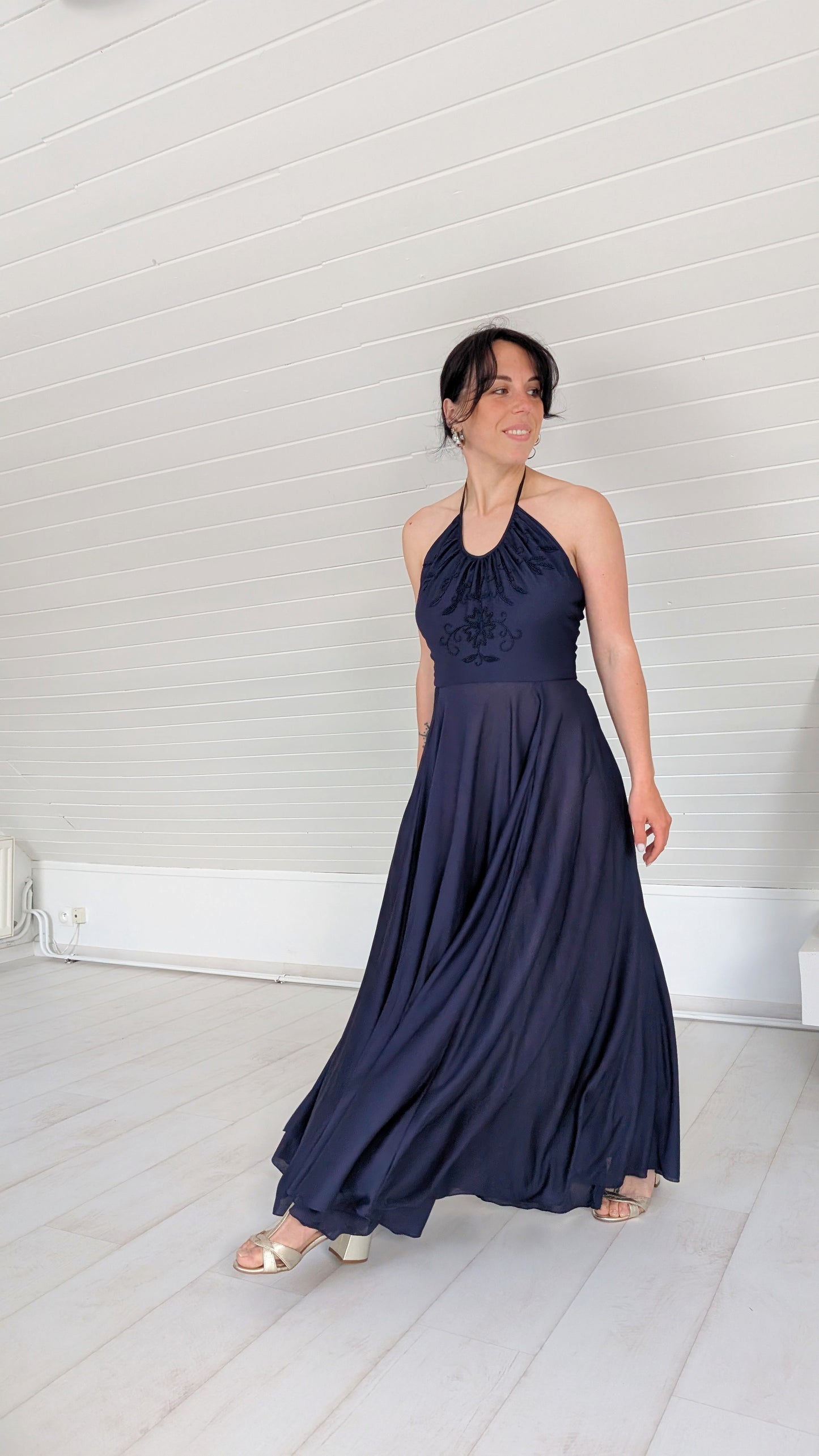 Robe en soie années 1970 T36