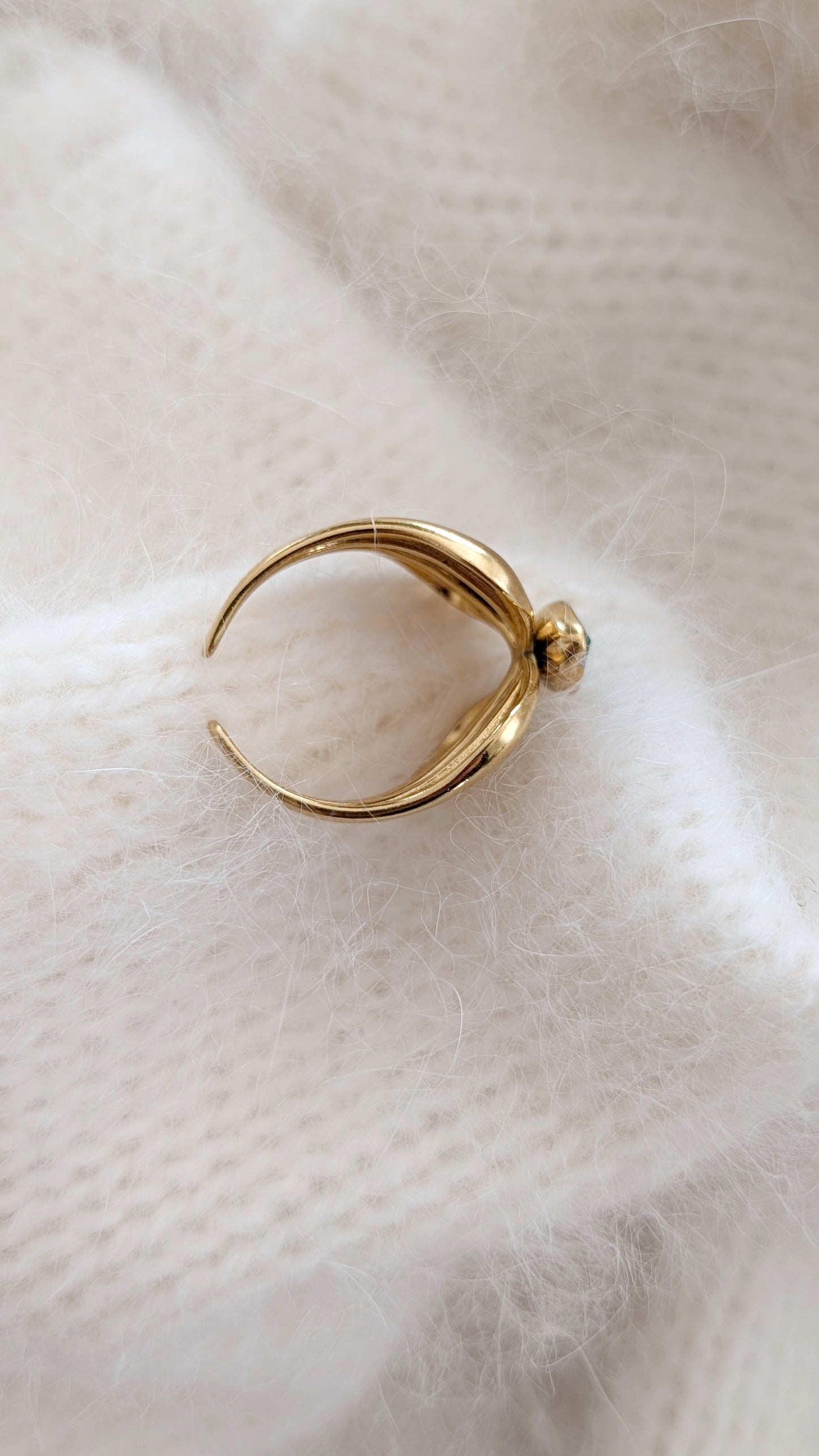 Bague plaqué or ajustable 80s