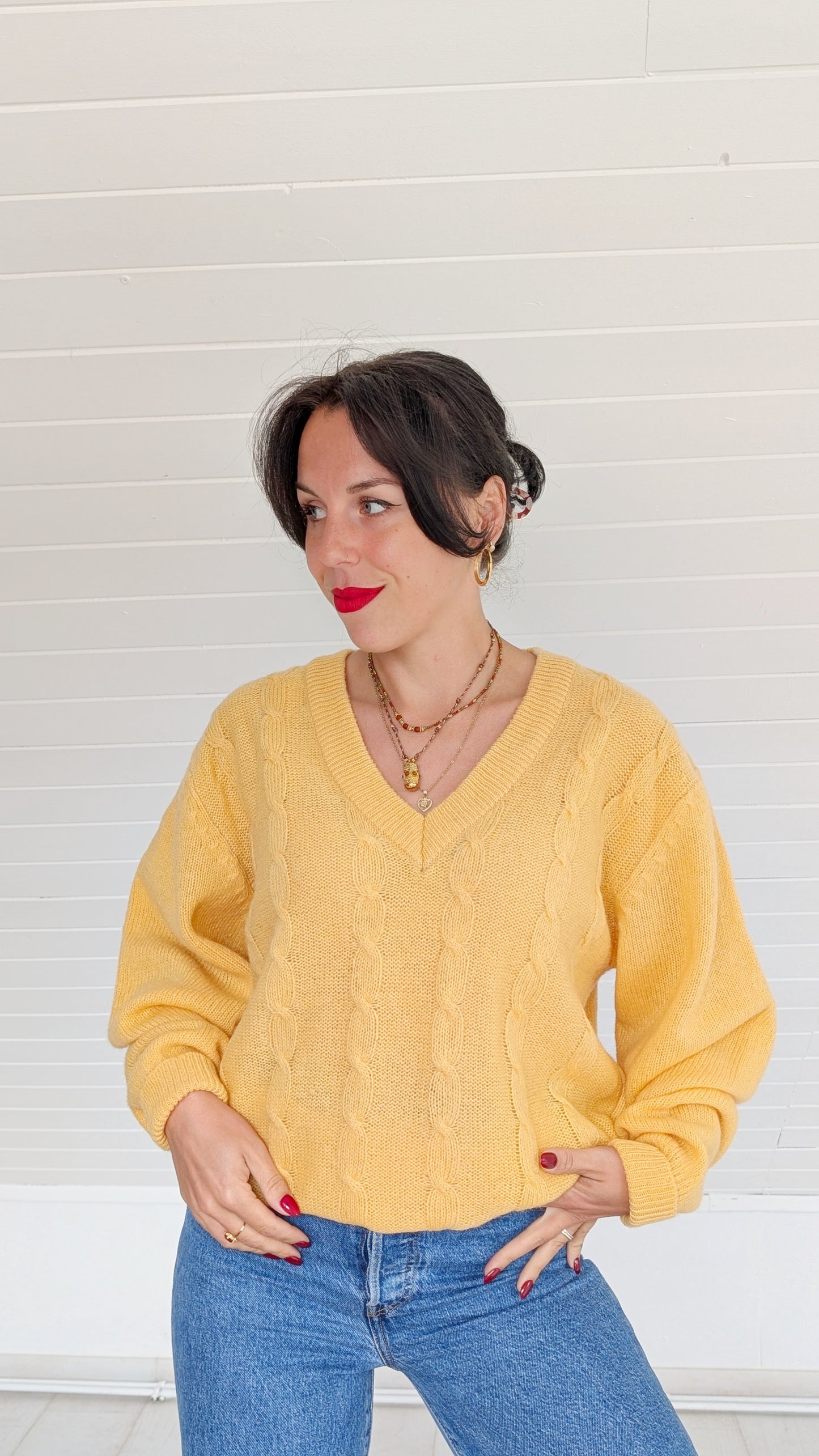 Pull jaune pure laine T40-42