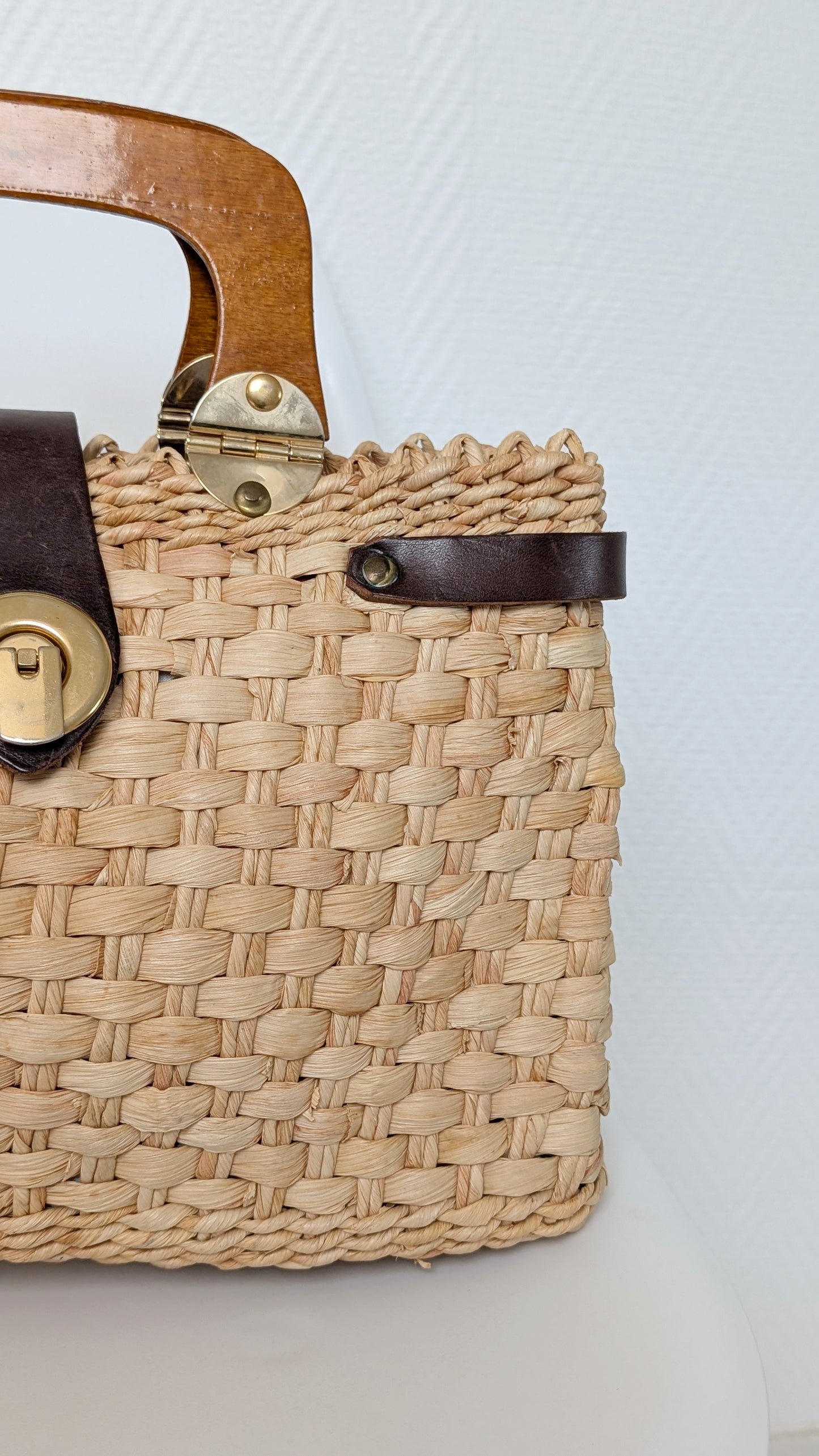Panier 70s raphia naturelle