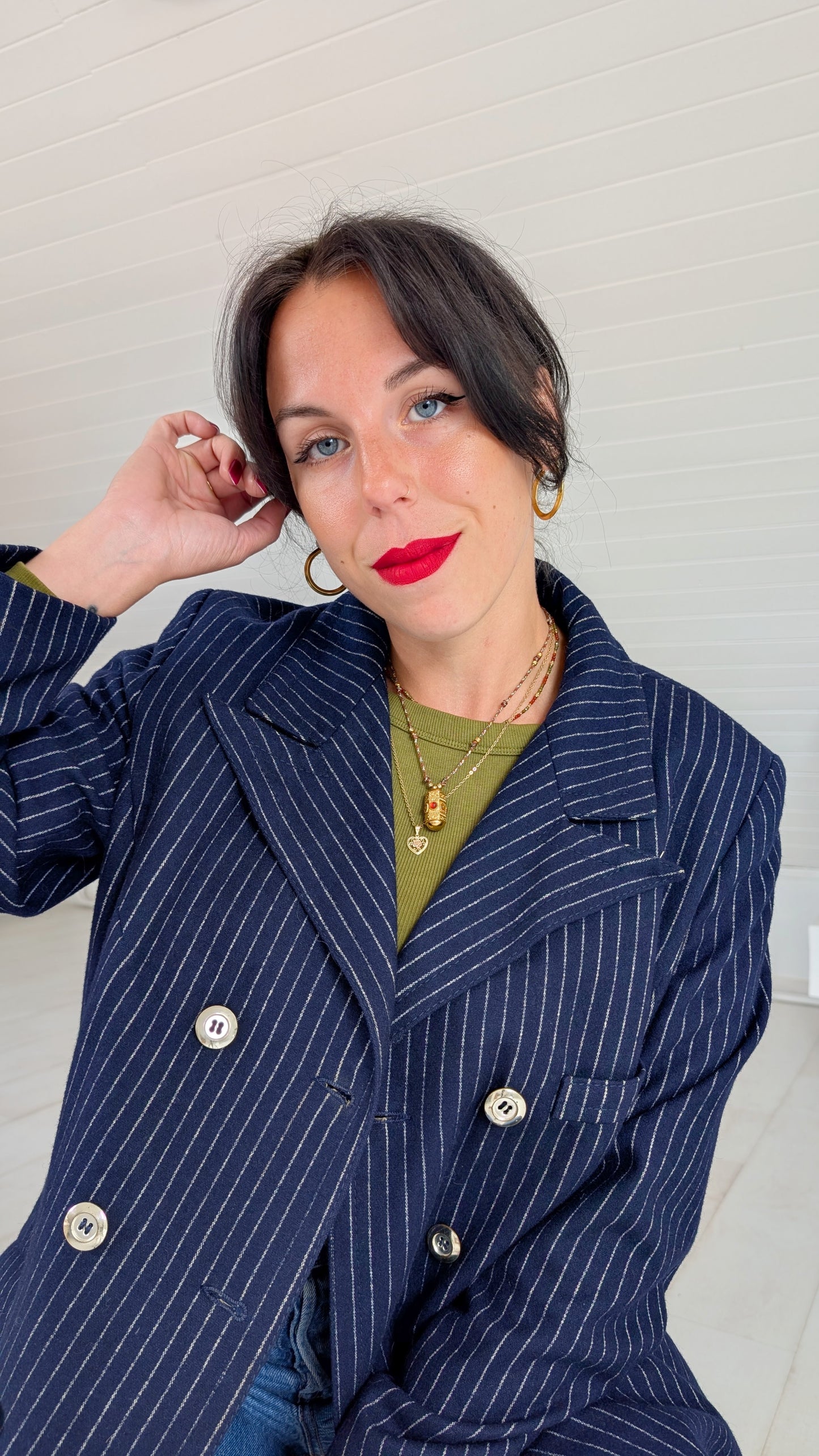 Manteau rayé laine 70s T36-38
