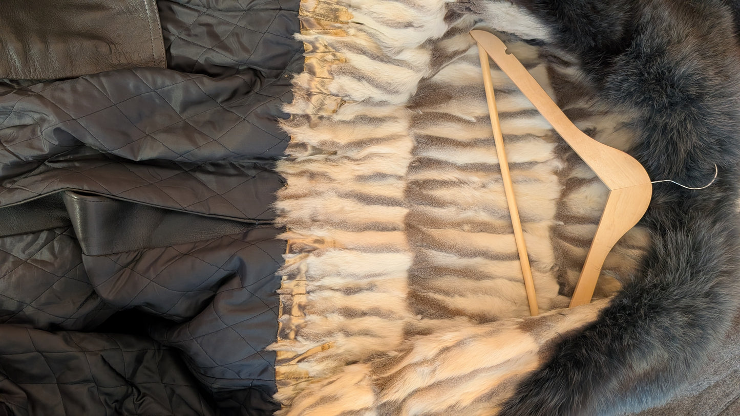 Trench cuir et fourrure 1970 rare T36-38