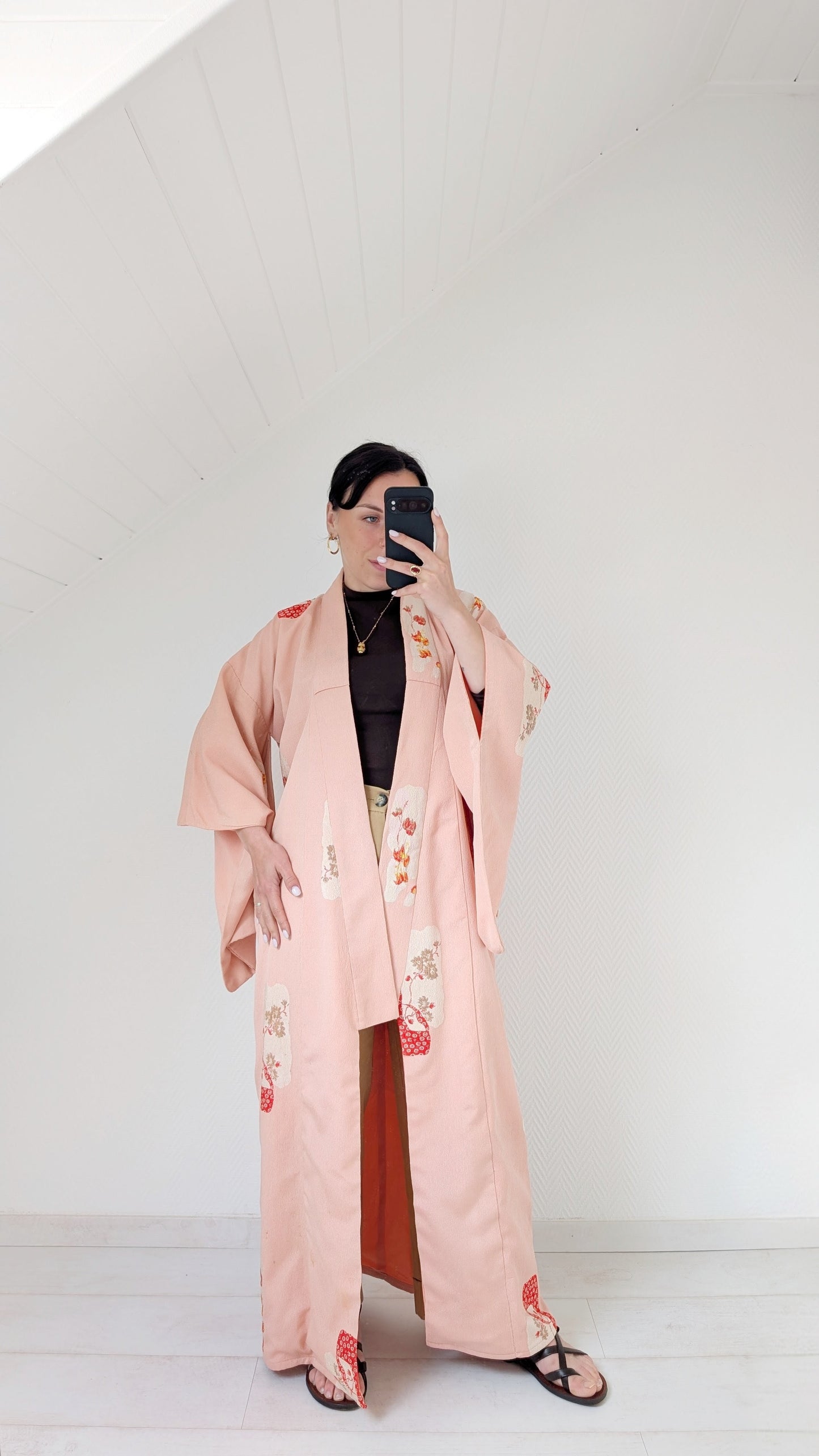 Kimono ancien soie motifs japonais