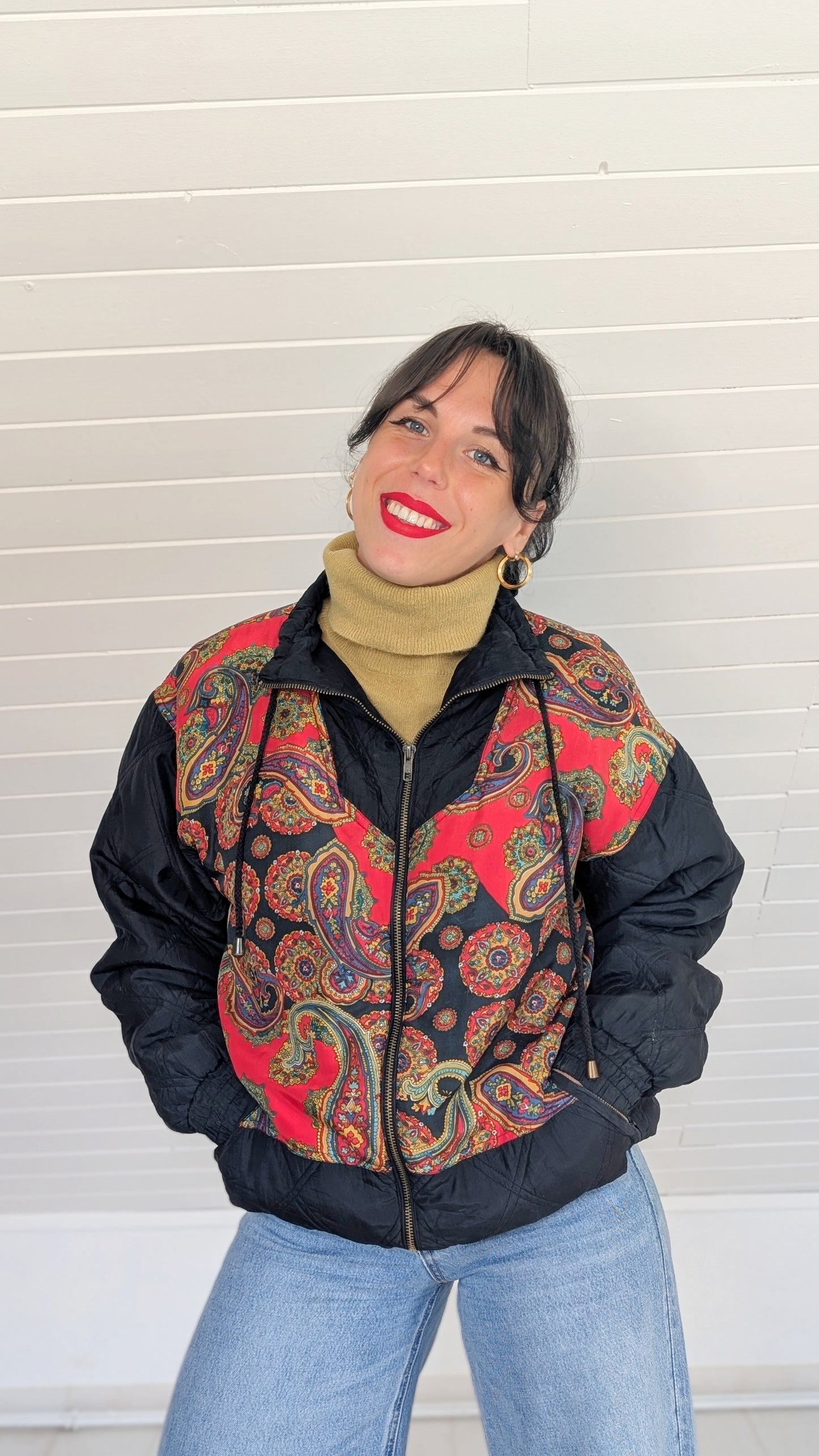 Veste/bombers 80s soie T40-42