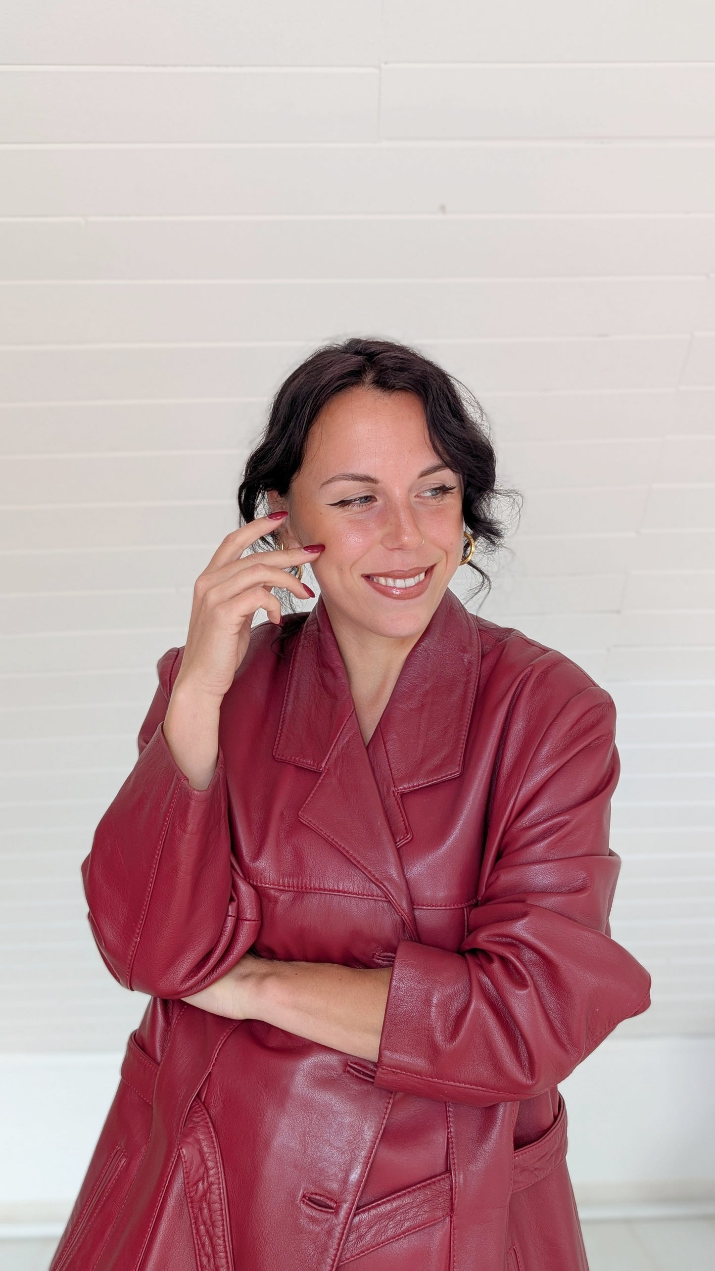 Veste cuir bordeaux T42