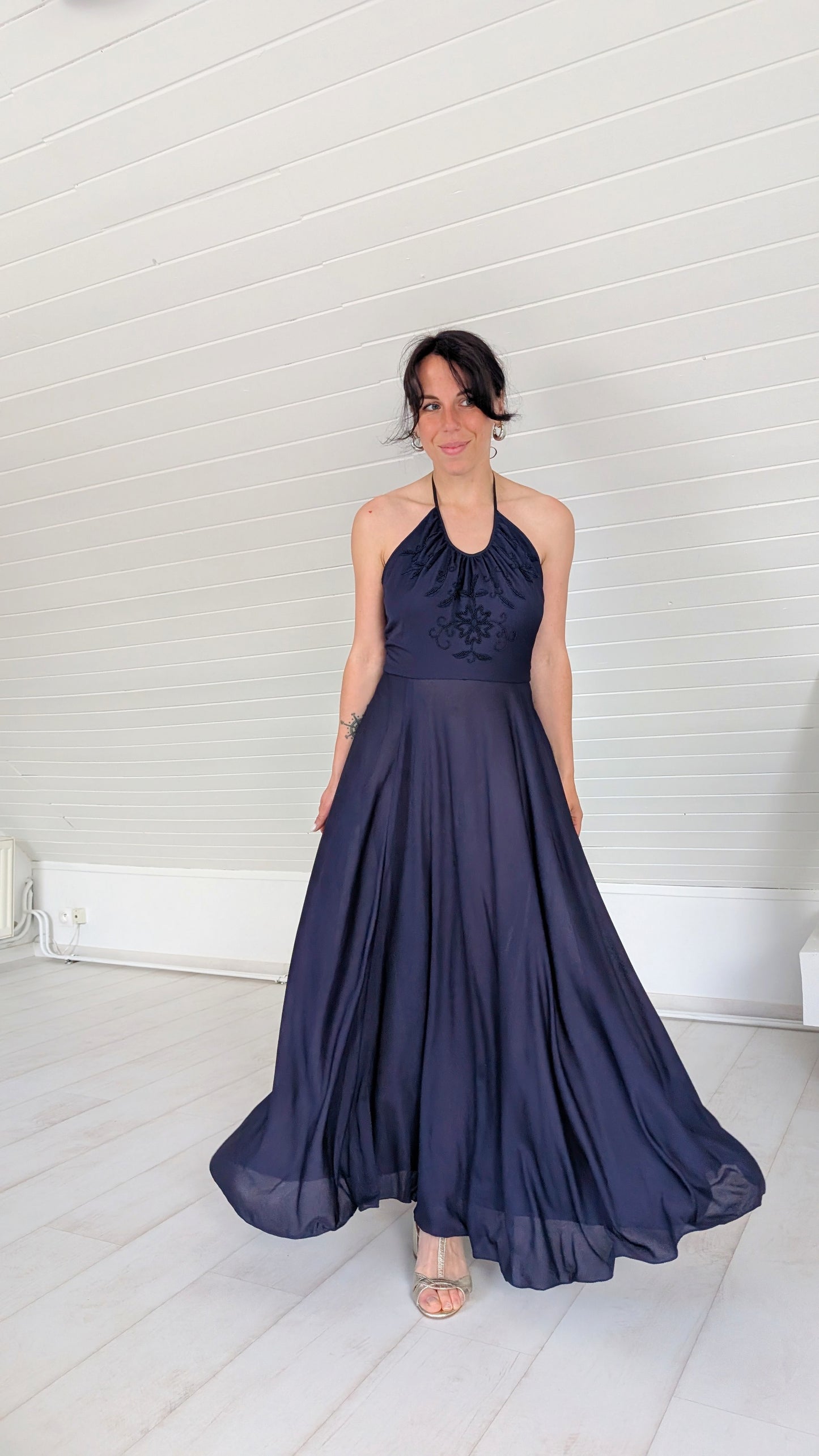 Robe en soie années 1970 T36