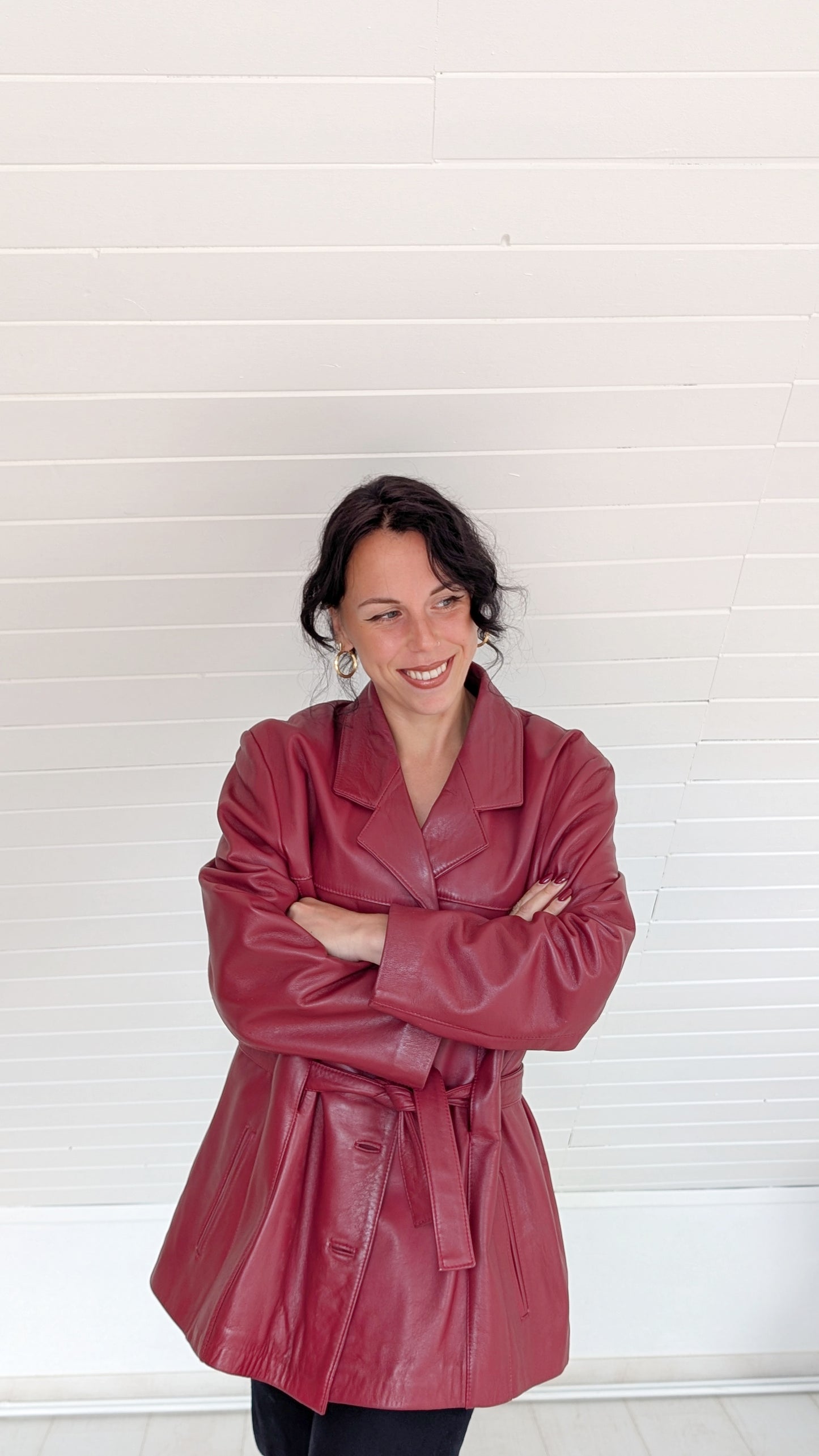 Veste cuir bordeaux T42