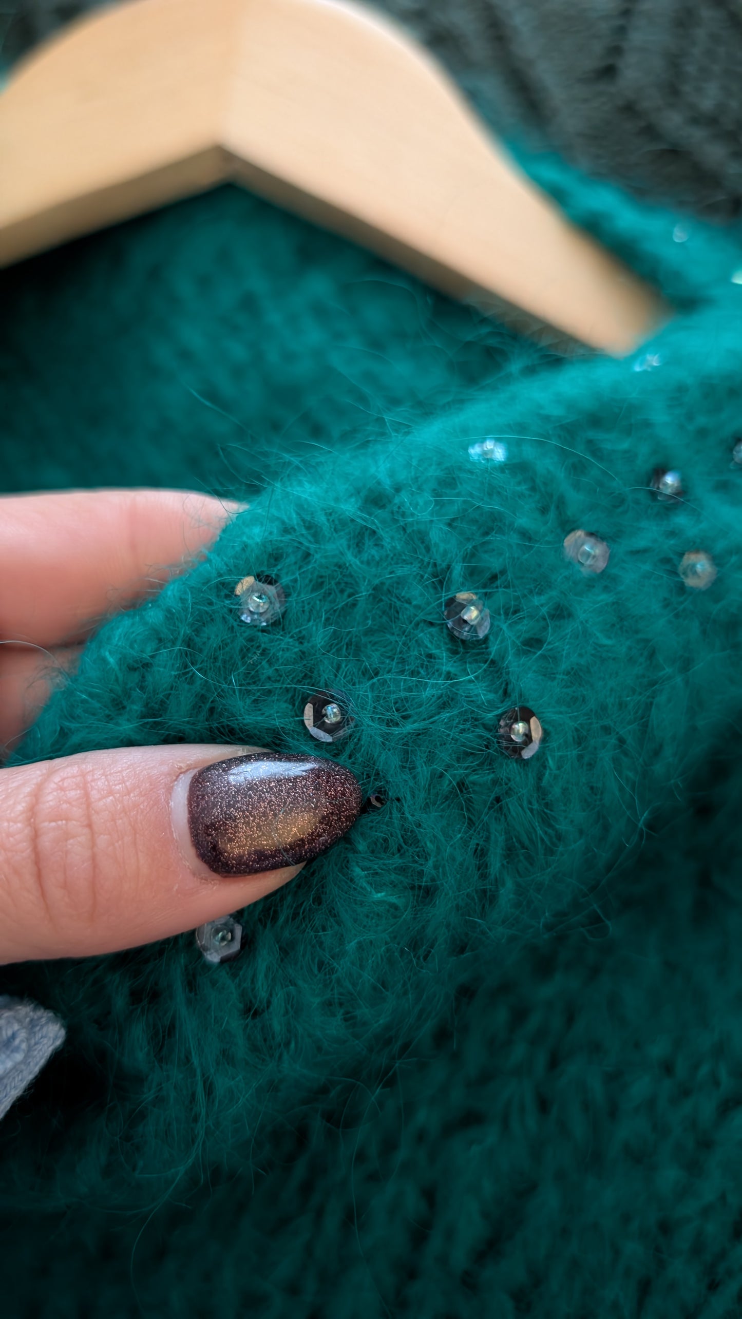 Pull laine et mohair tricoté main jusqu'à un 44
