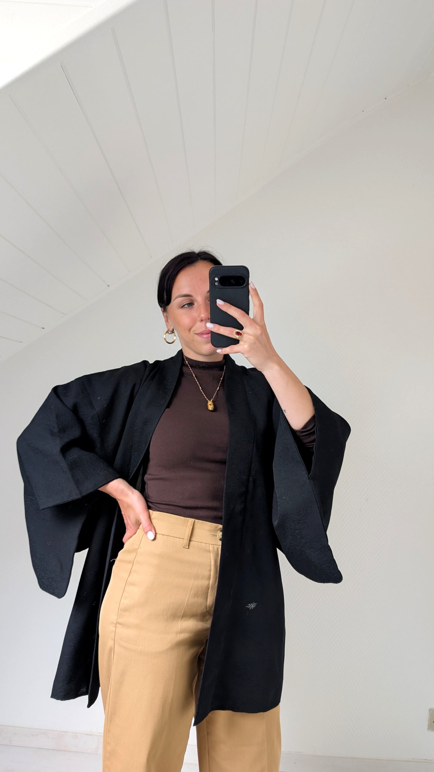 Kimono court soie