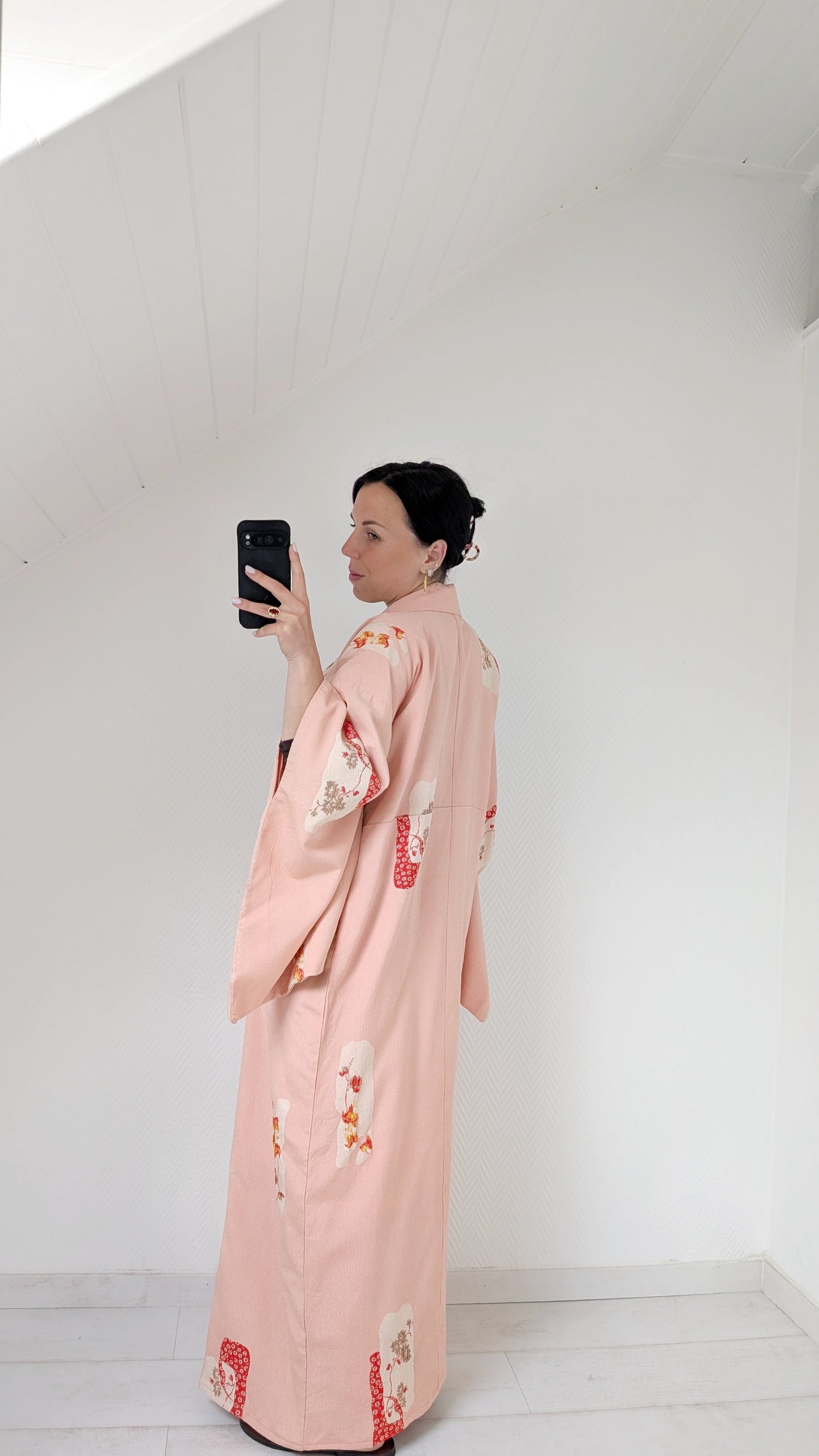 Kimono ancien soie motifs japonais