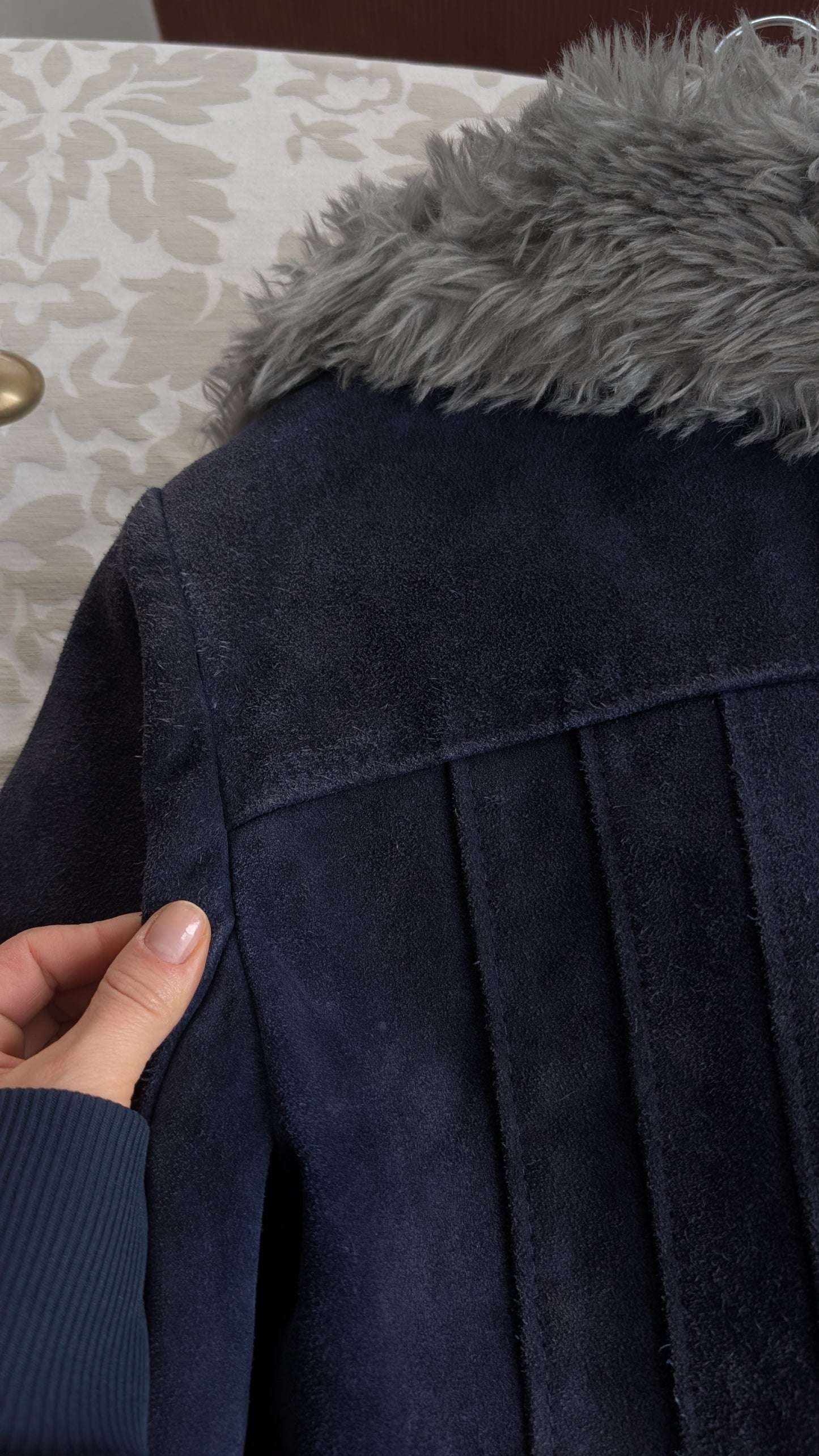 Veste/manteau 70s daim et laine T36-38