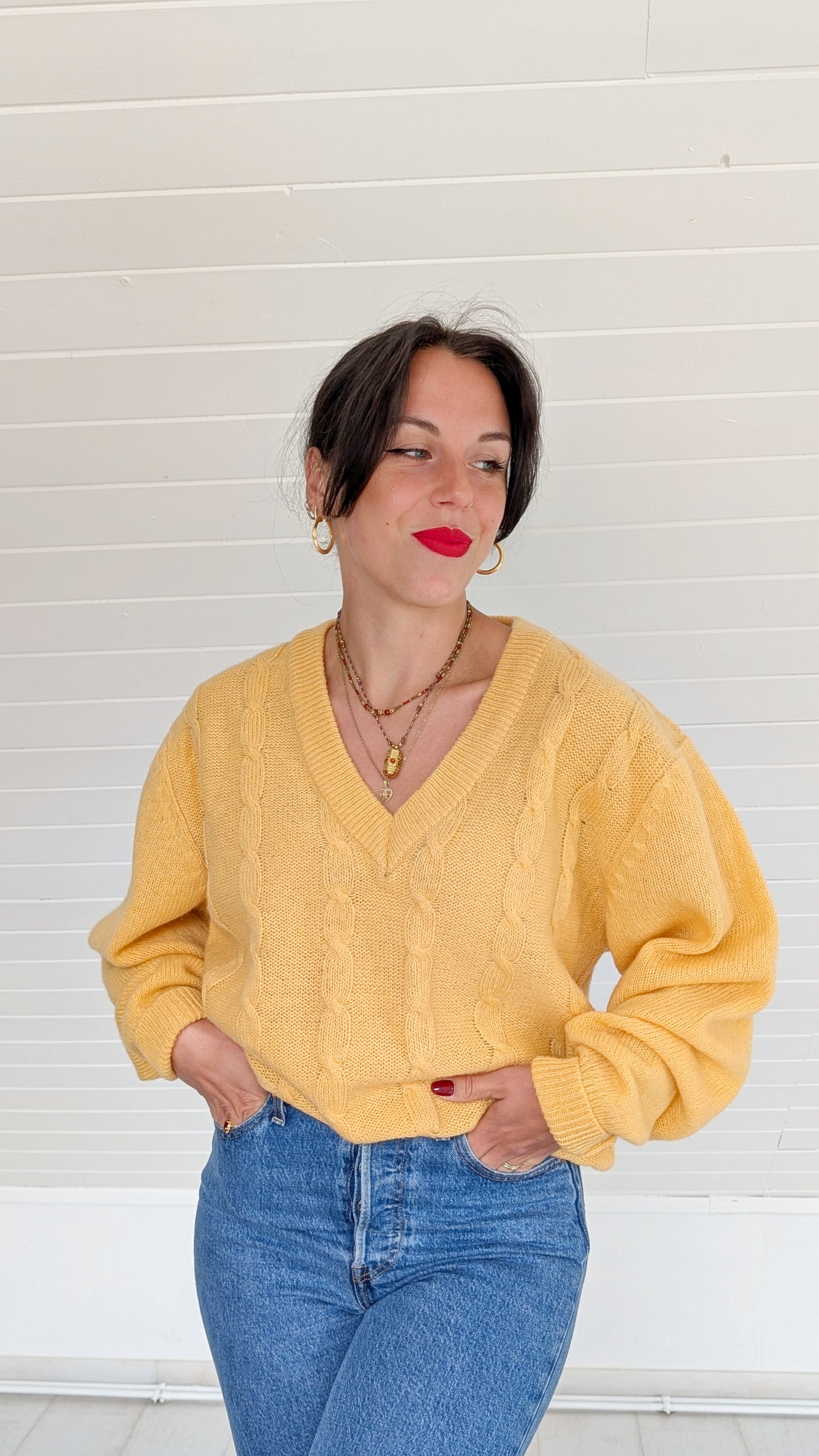 Pull jaune pure laine T40-42