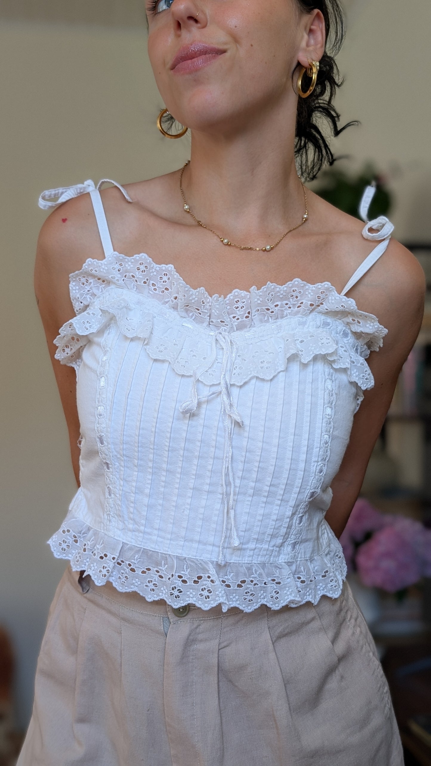 Haut bustier coton broderies T36/38