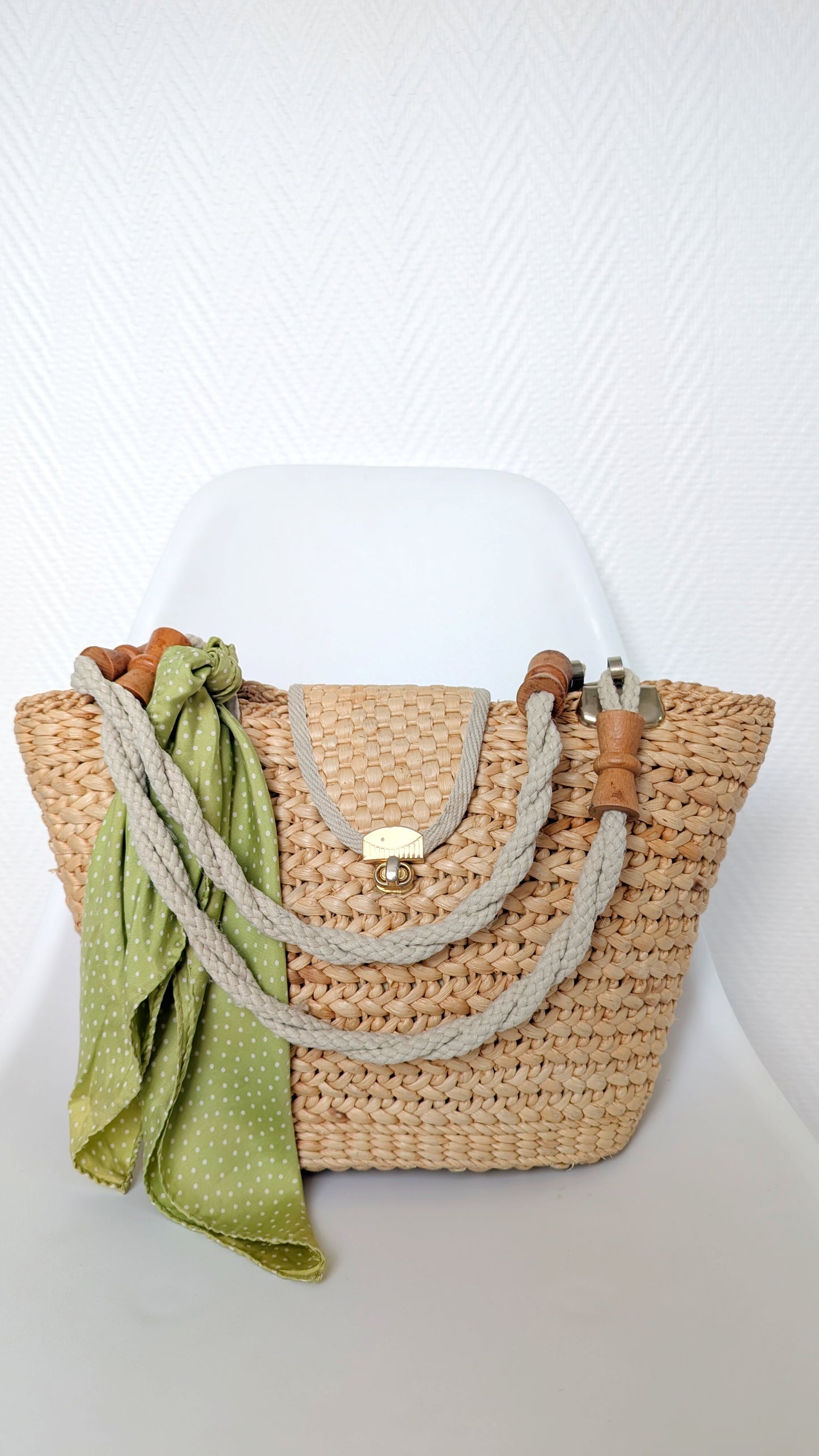 Panier raphia 80s