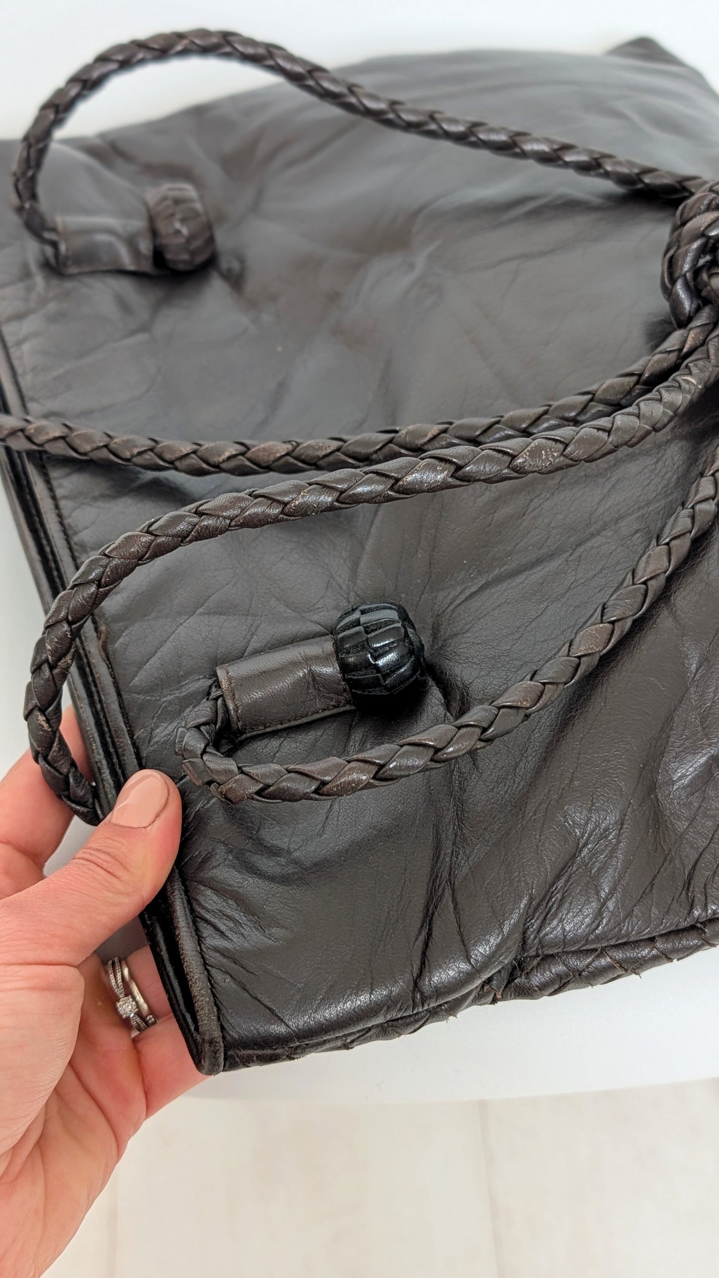 Sac en cuir souple tréssé