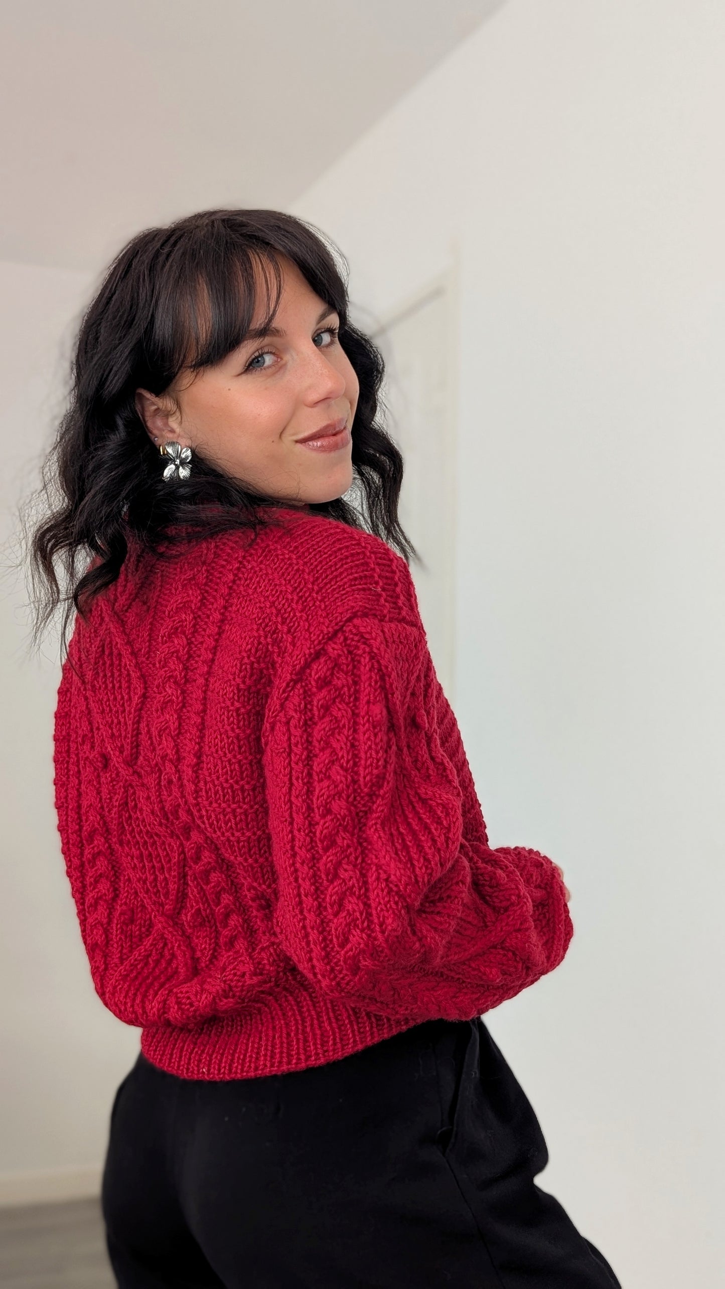 Pull laine tricoté main taille 40-42