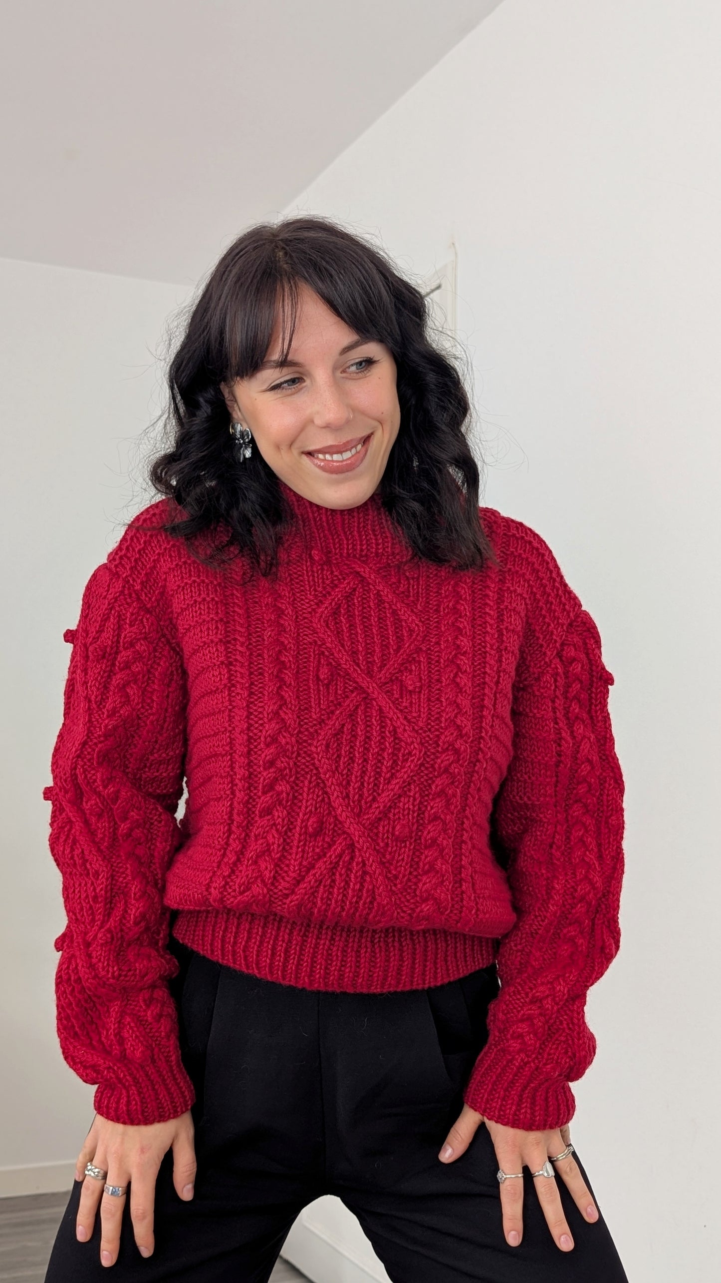 Pull laine tricoté main taille 40-42