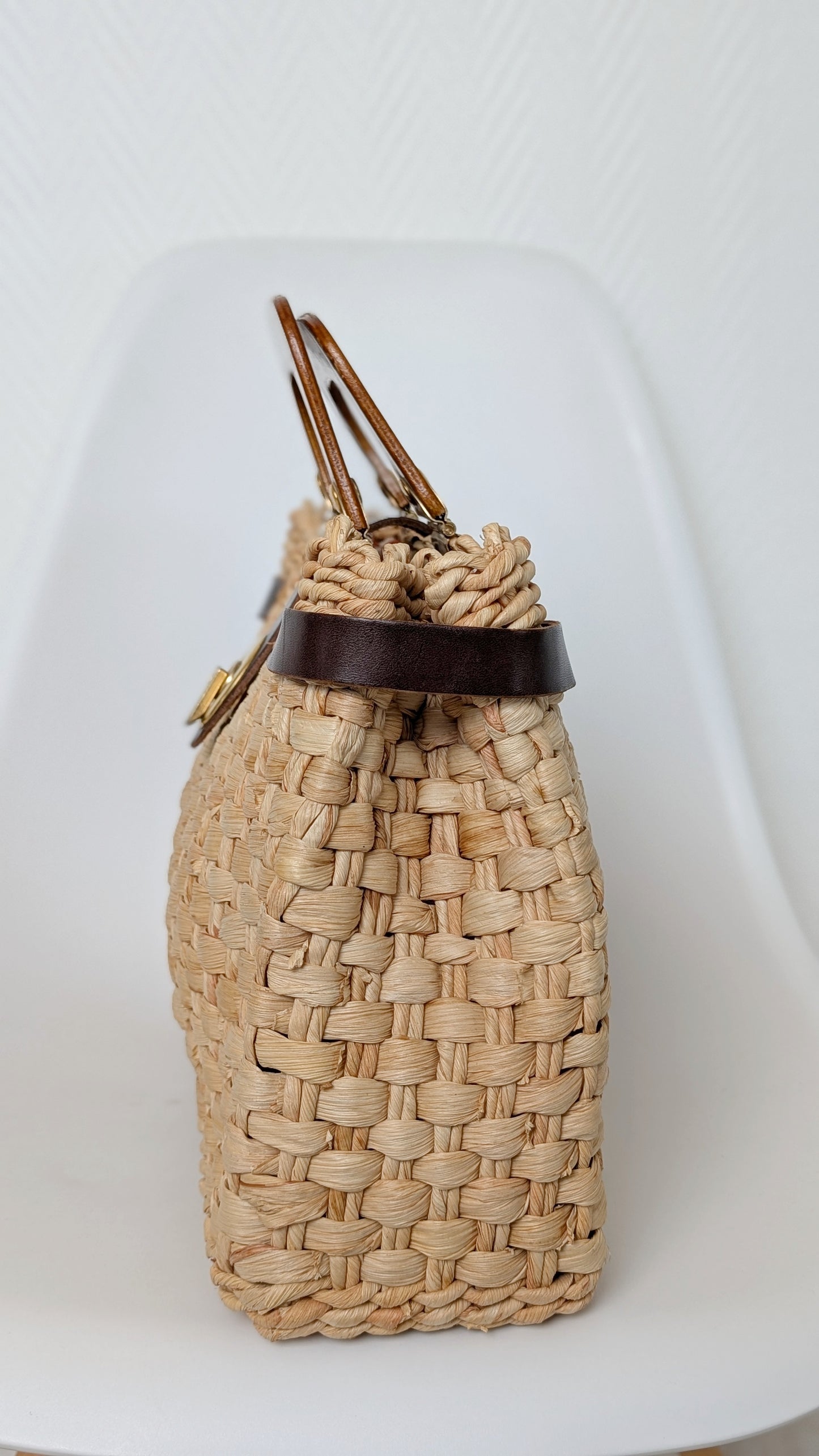 Panier 70s raphia naturelle