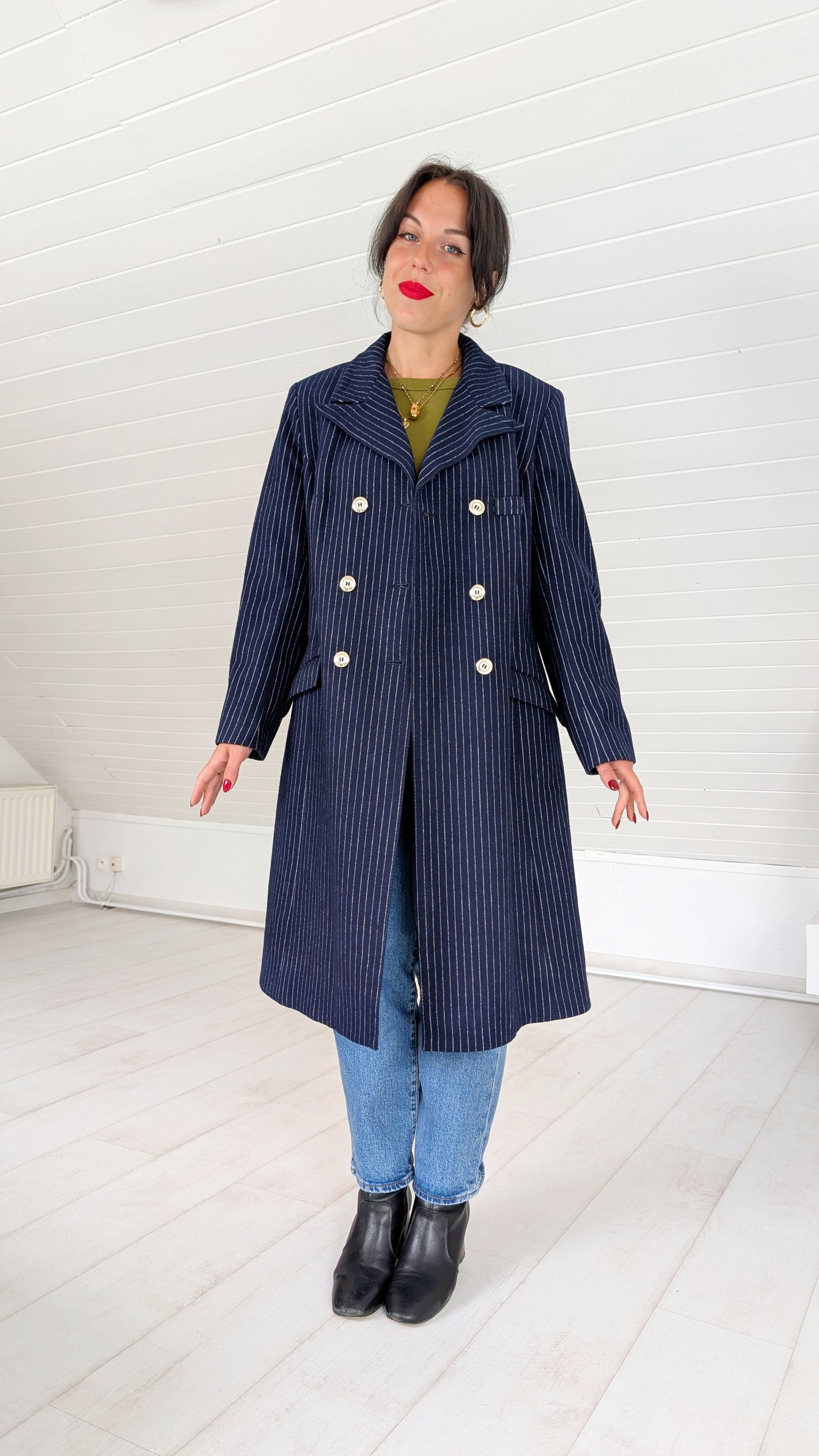 Manteau rayé laine 70s T36-38