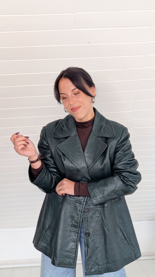 Trench/veste en cuir 70s T42