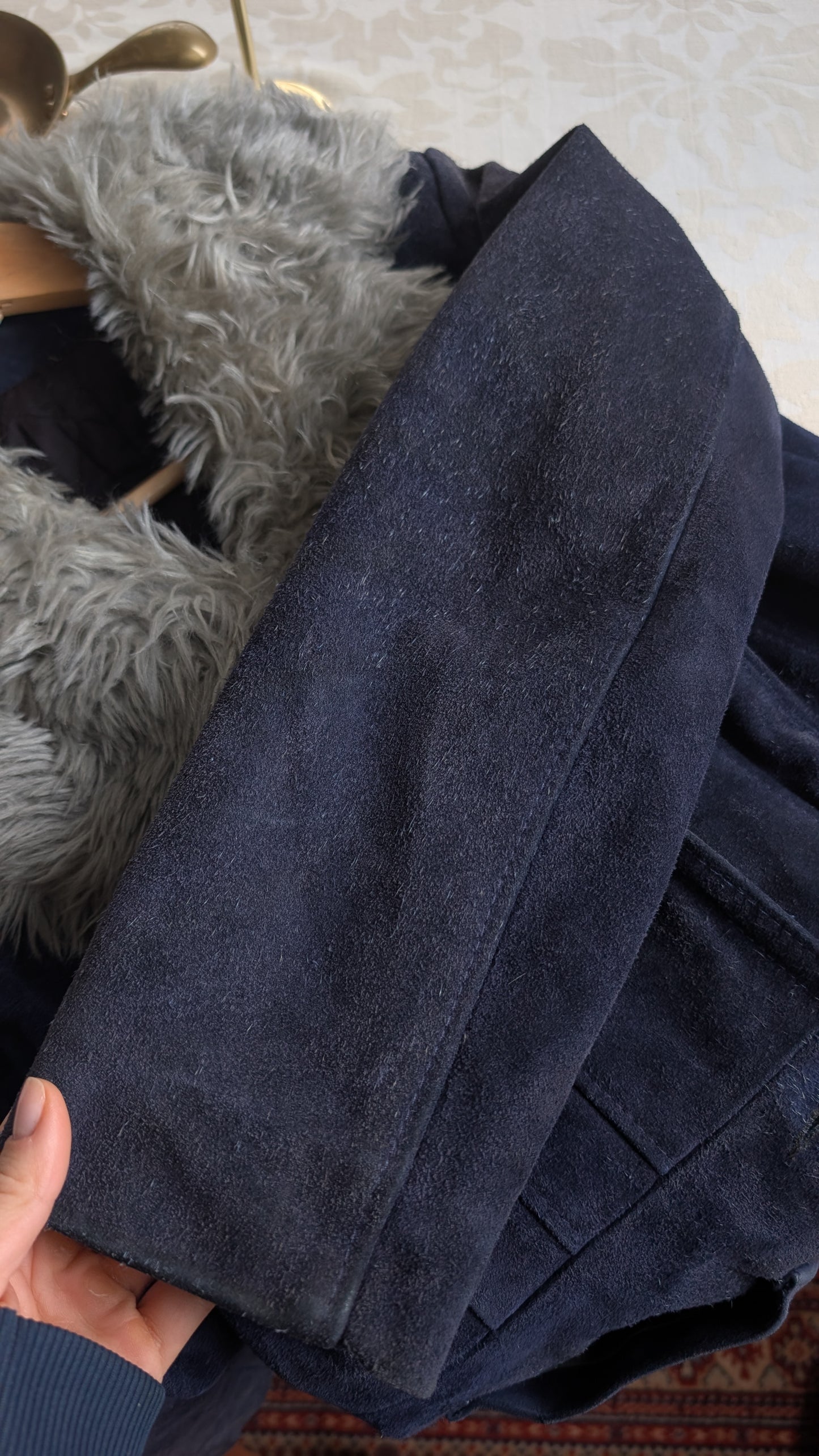 Veste/manteau 70s daim et laine T36-38