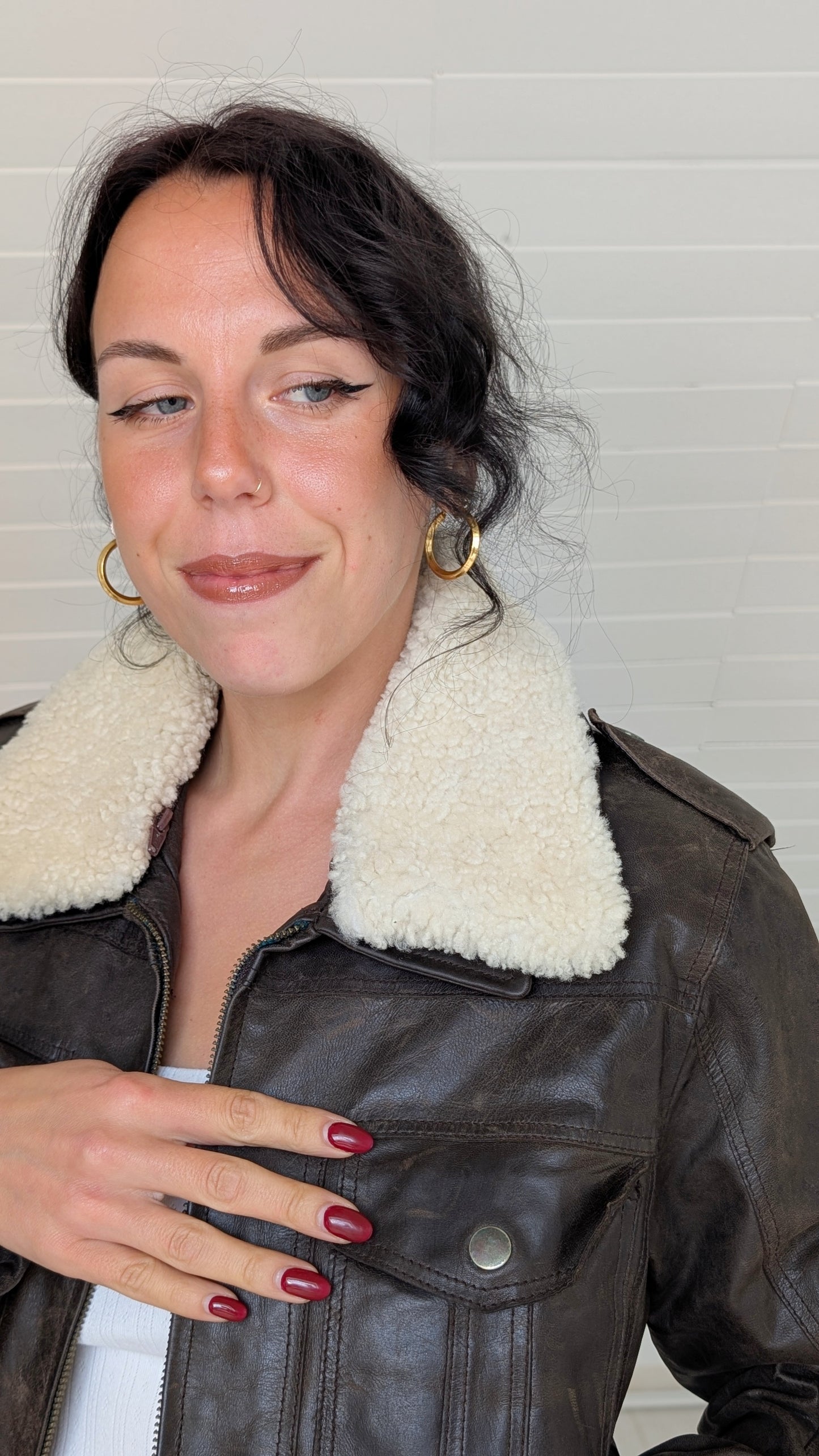 Bombers cuir col mouton T38