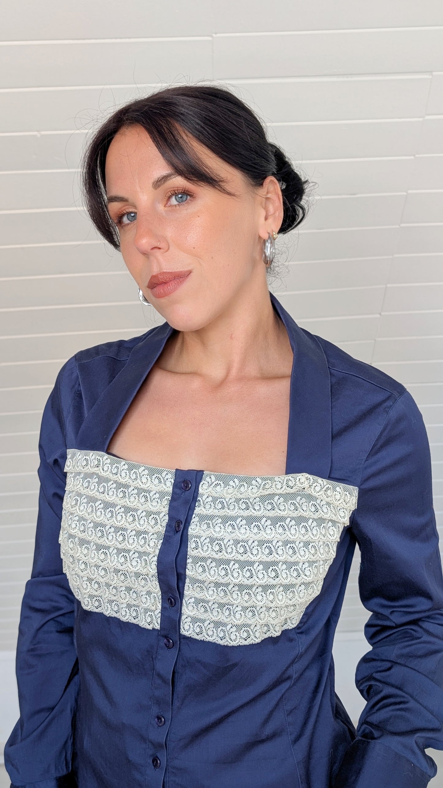 Chemise bleu-marine coton T36