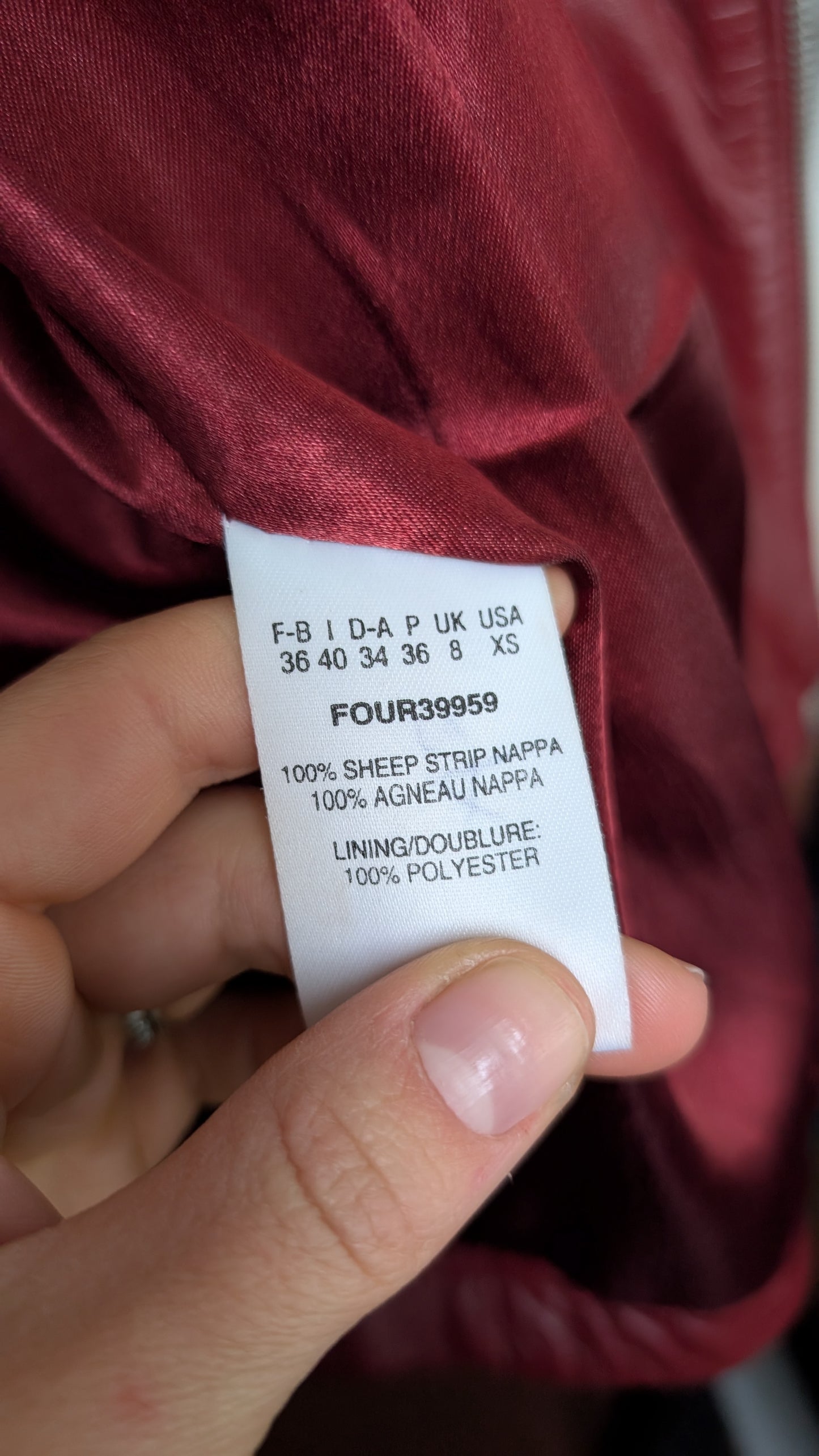 Veste cuir nappa T38-40