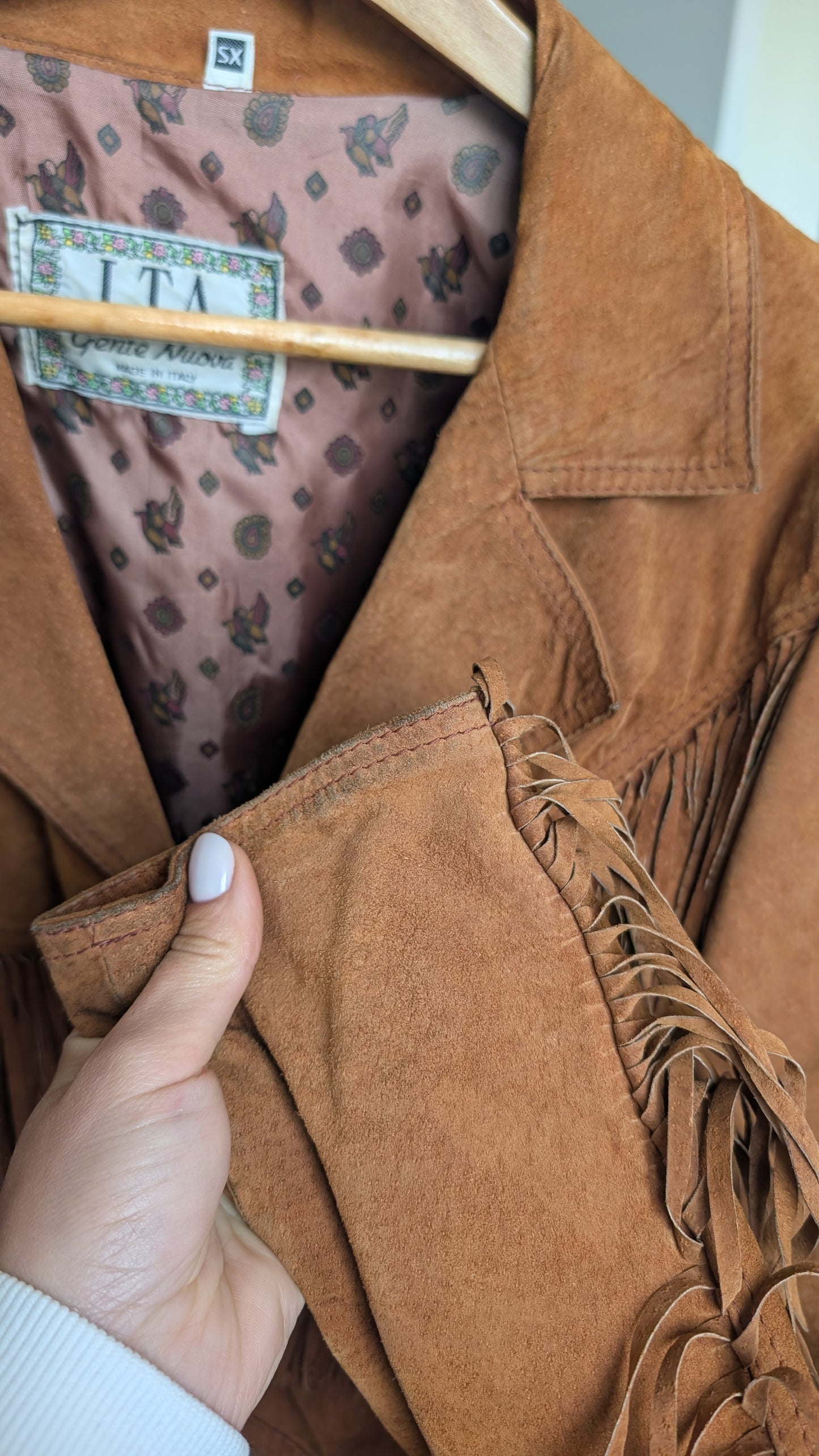 Veste daim à frange 80s T40-42