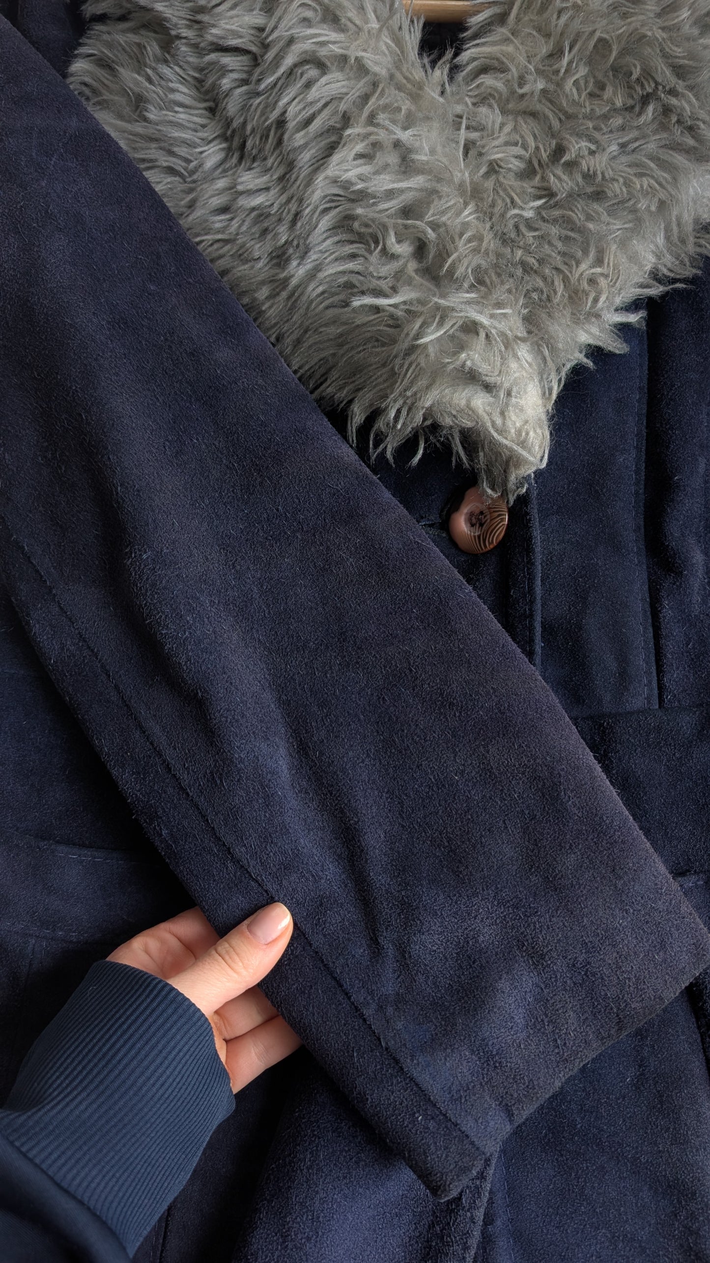 Veste/manteau 70s daim et laine T36-38