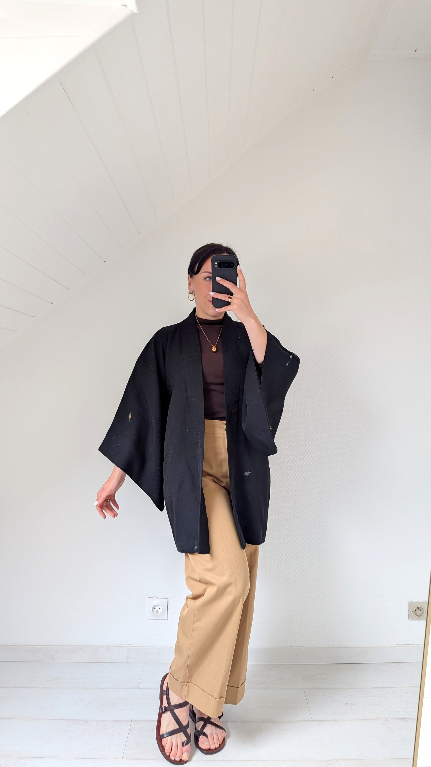 Kimono court soie