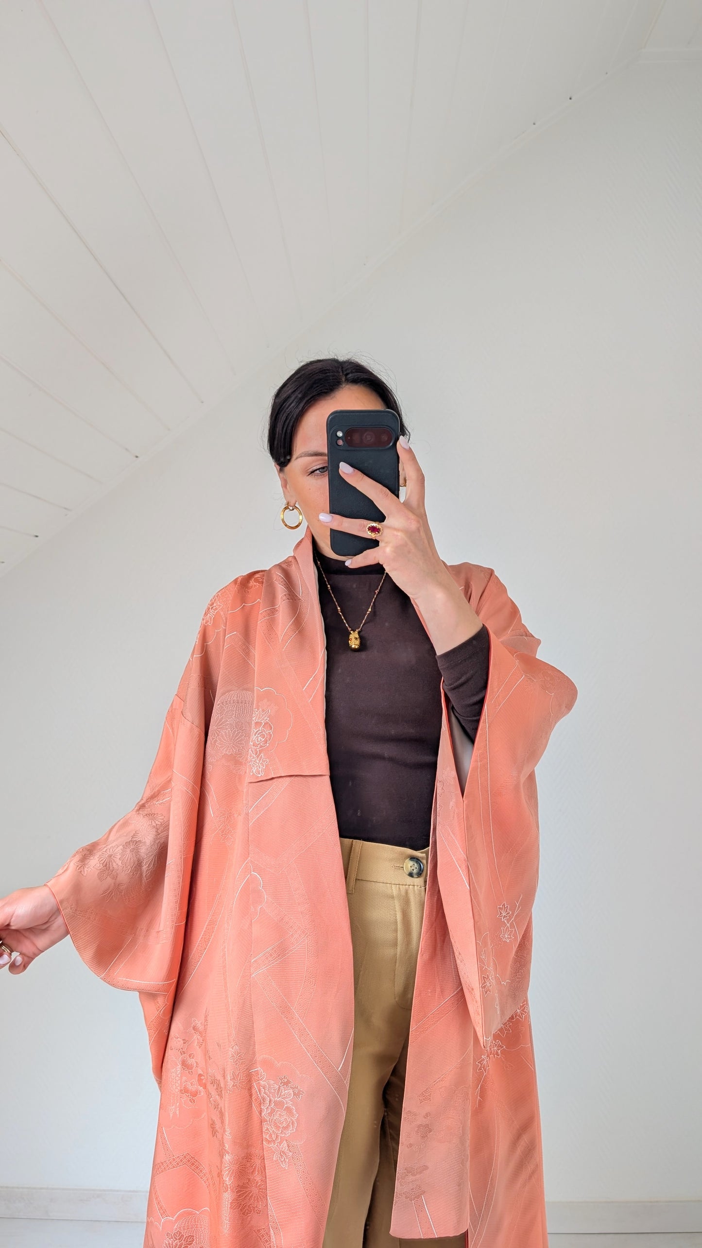 Kimono ancien soie à broderies