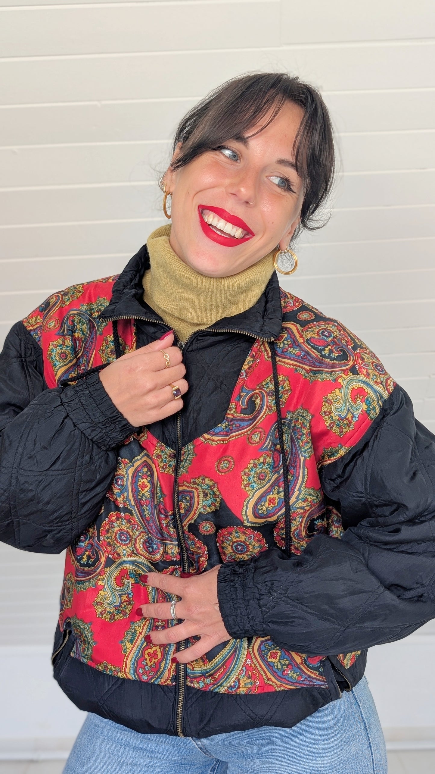 Veste/bombers 80s soie T40-42