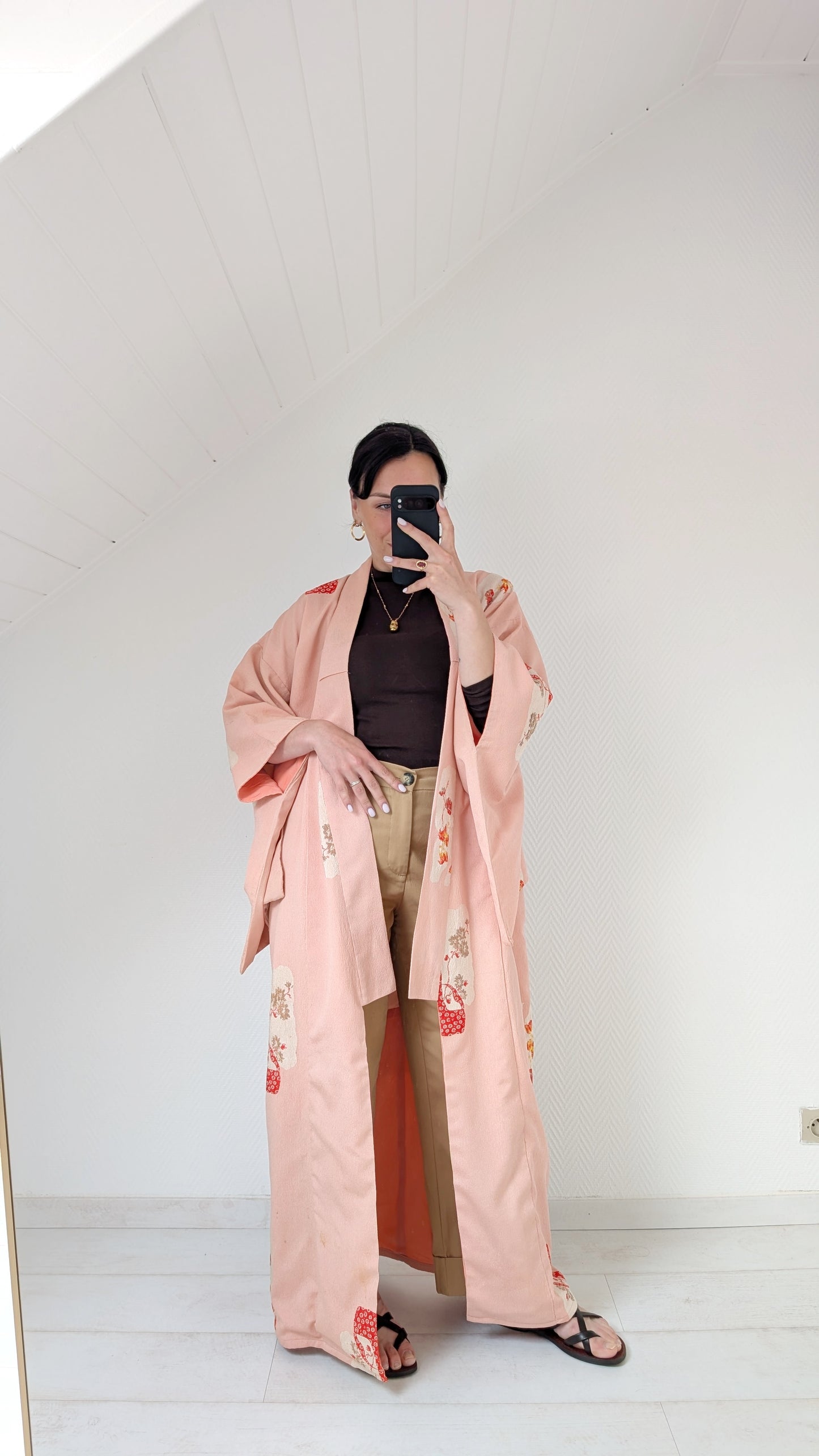 Kimono ancien soie motifs japonais