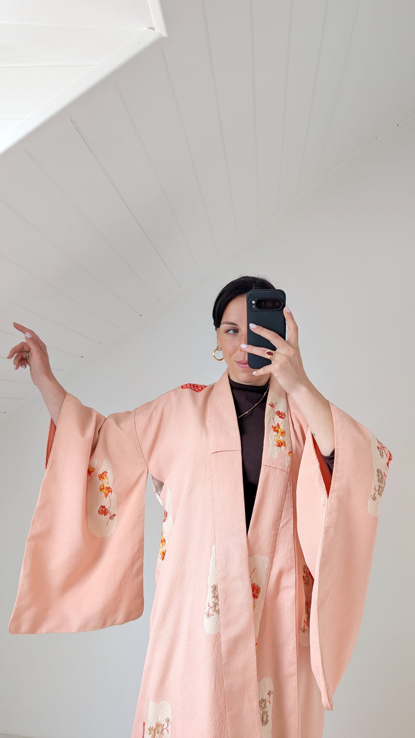 Kimono ancien soie motifs japonais