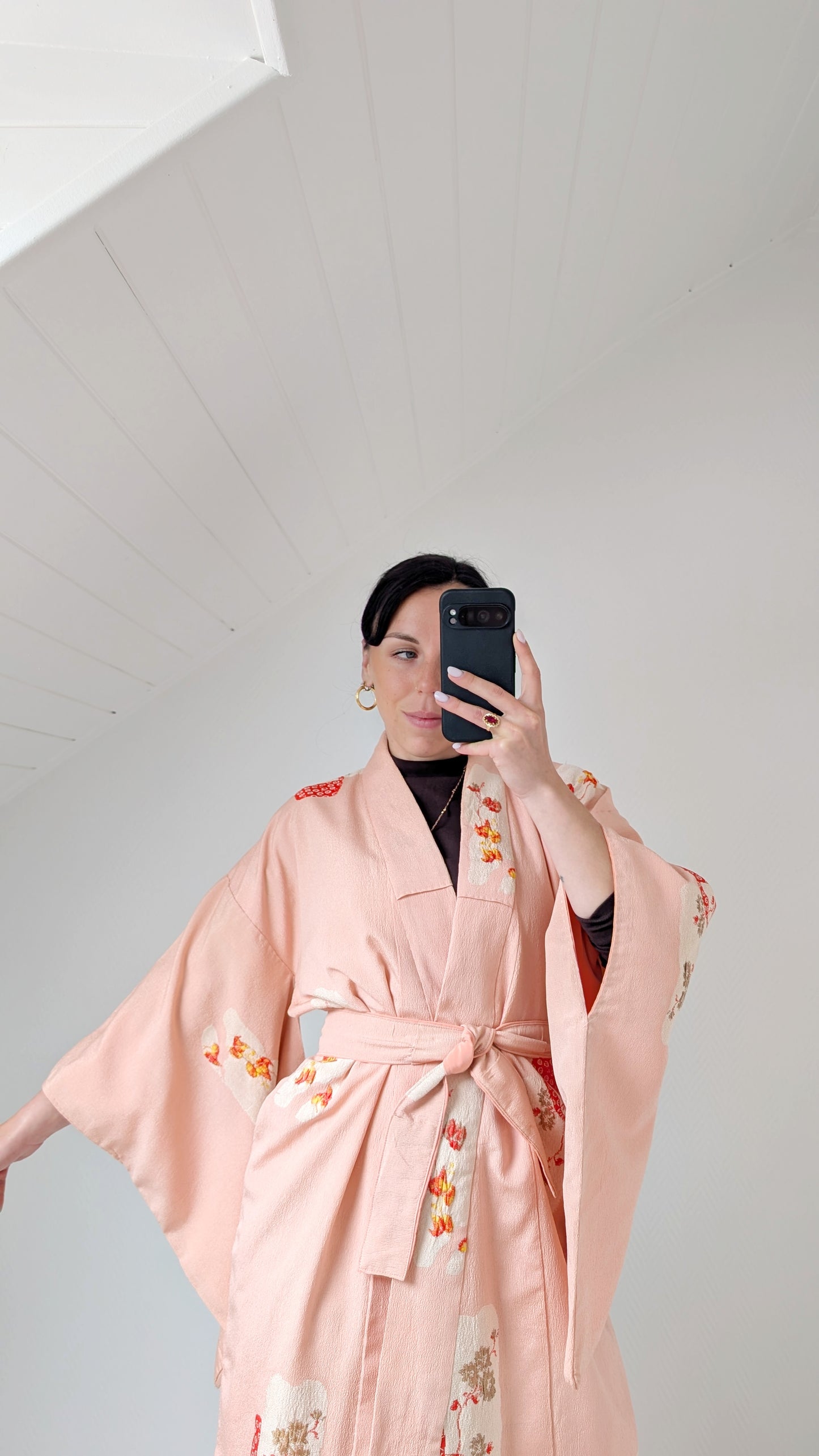 Kimono ancien soie motifs japonais