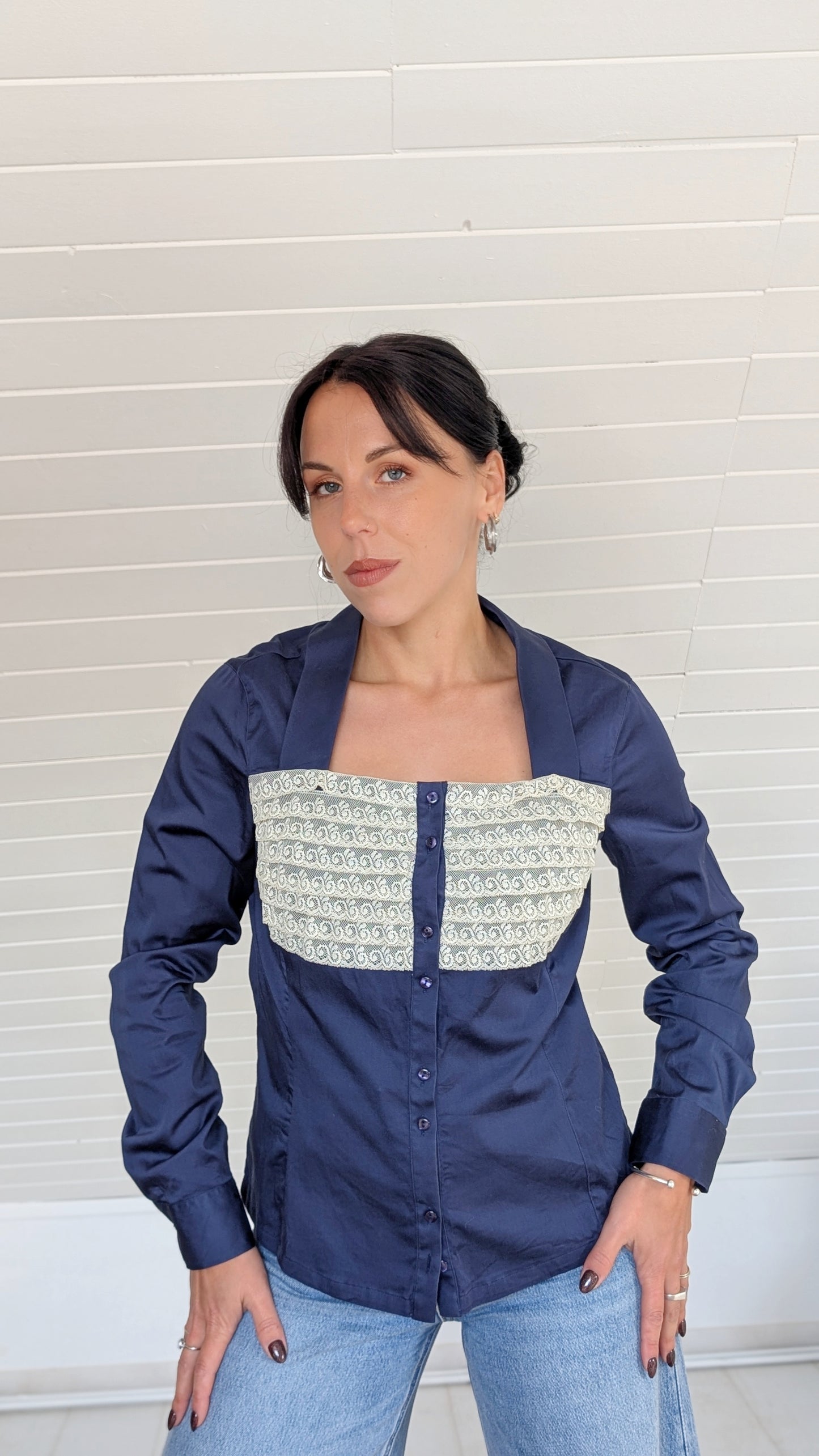 Chemise bleu-marine coton T36