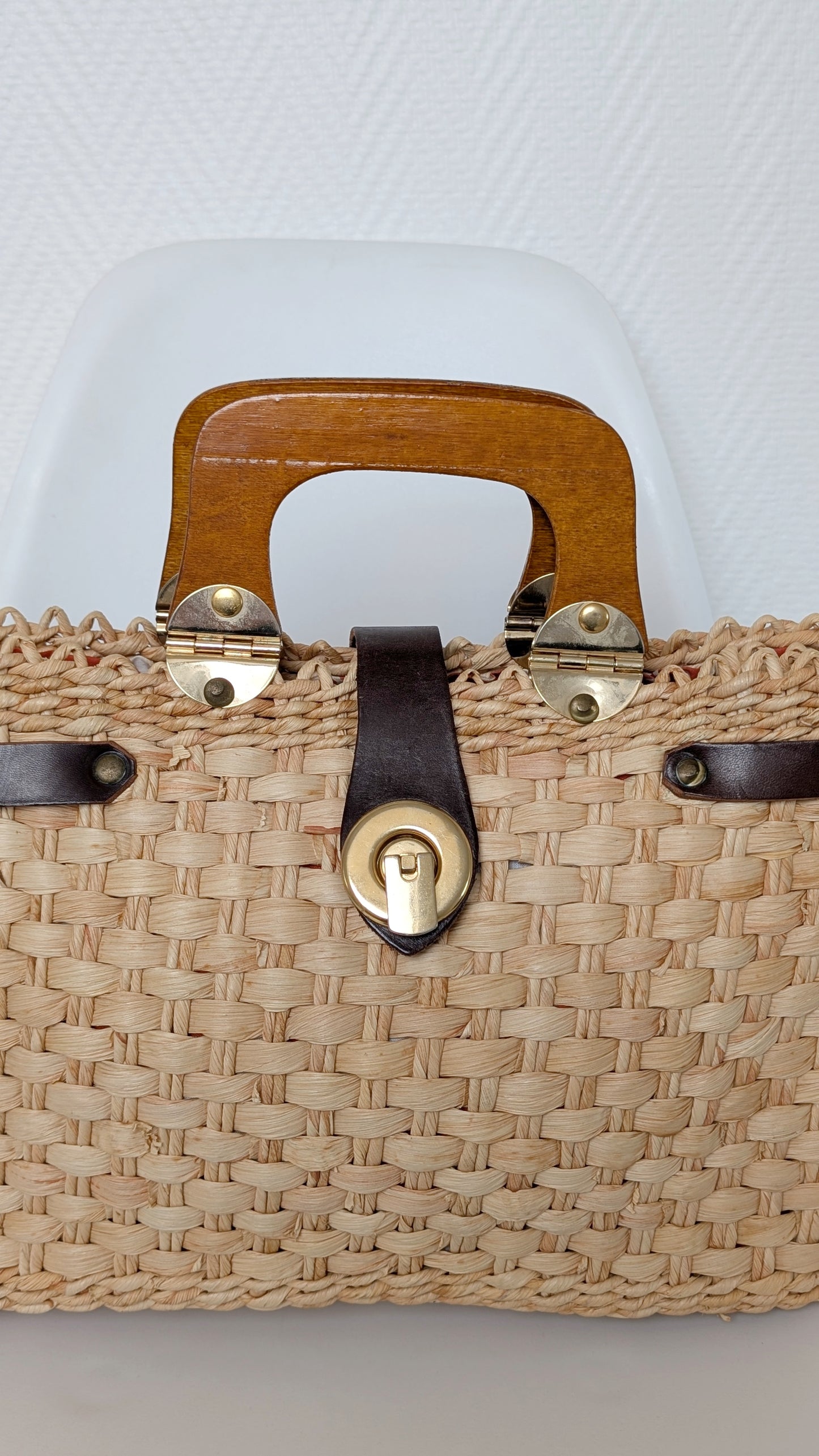 Panier 70s raphia naturelle