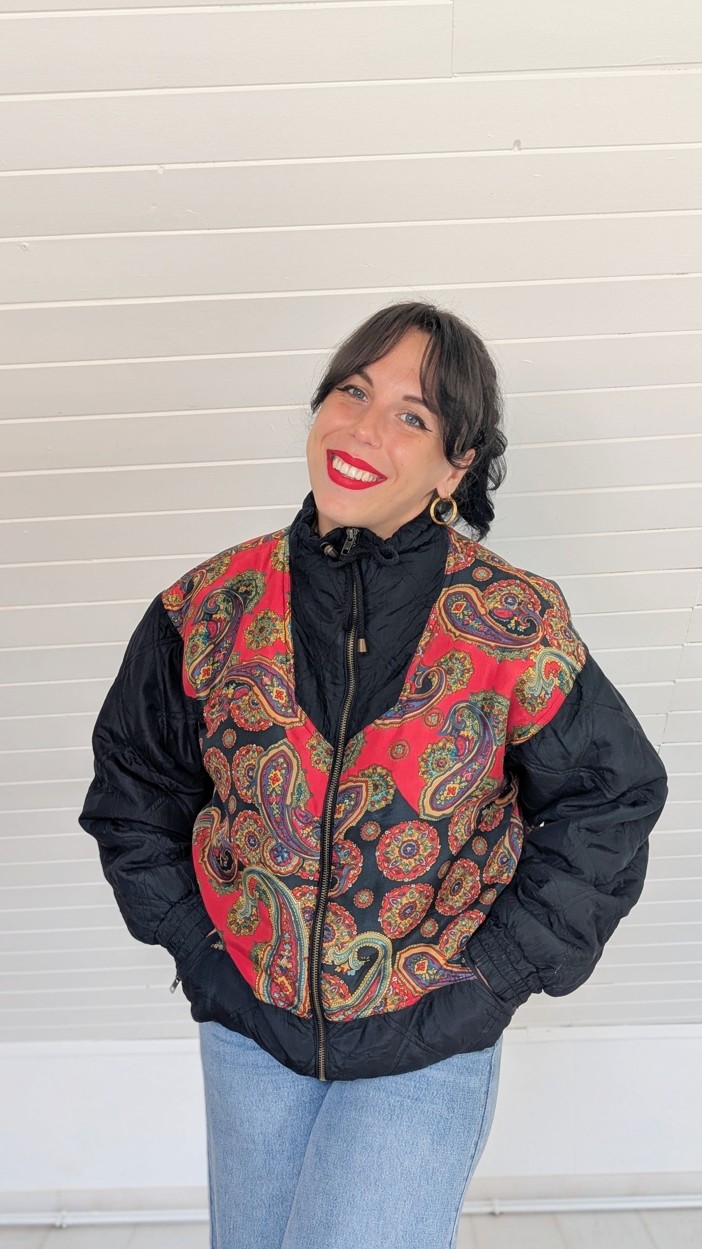 Veste/bombers 80s soie T40-42