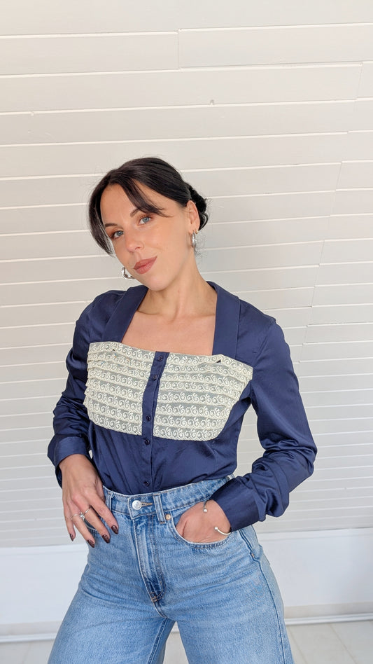 Chemise bleu-marine coton T36