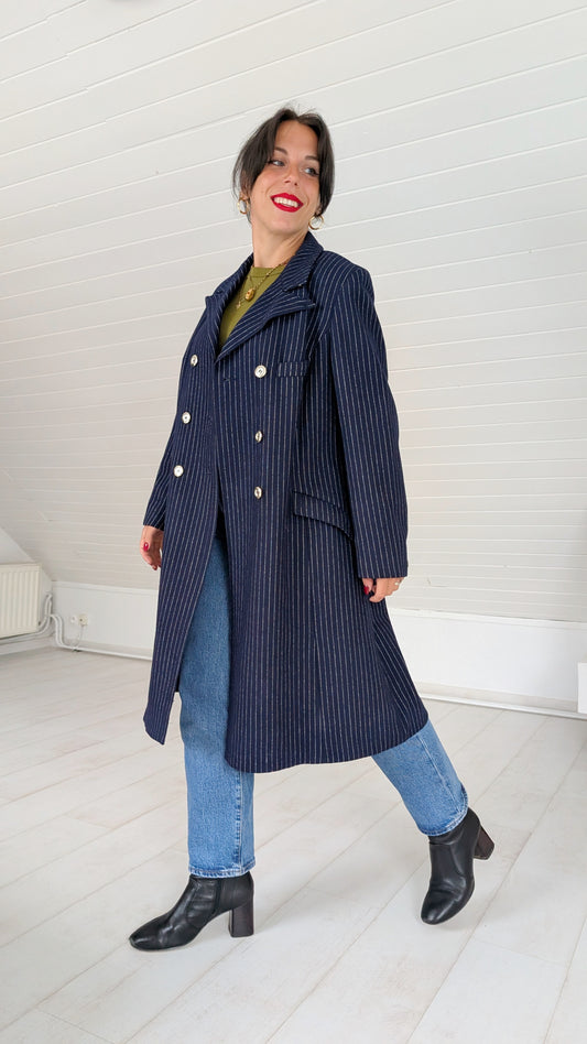 Manteau rayé laine 70s T36-38