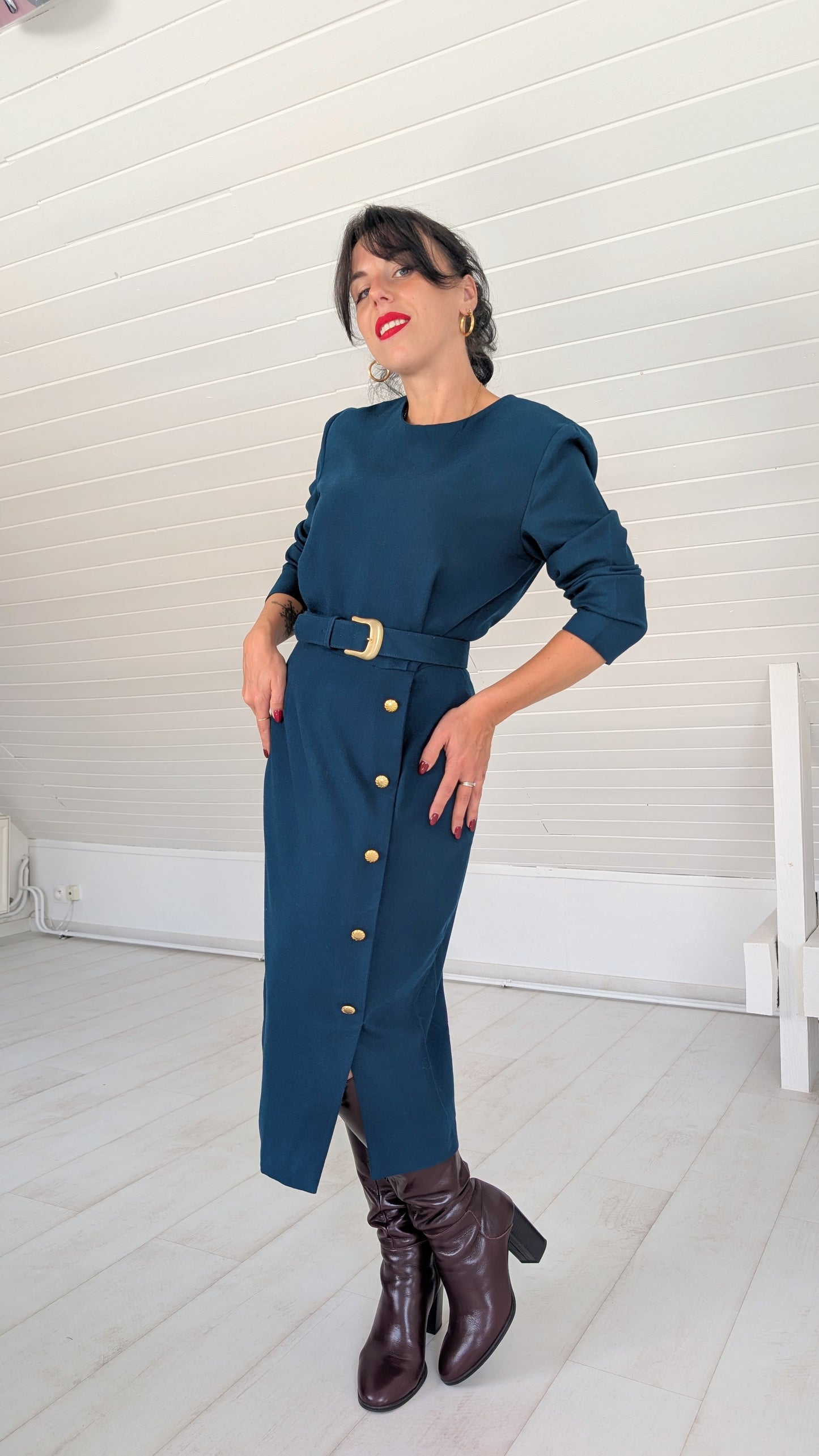 Robe pure laine 80s T38