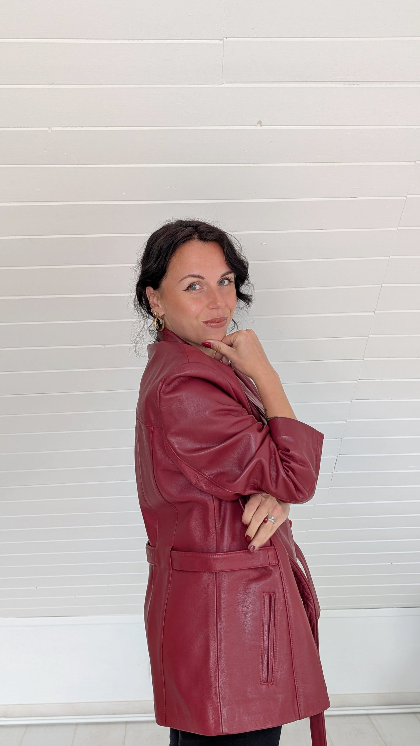 Veste cuir bordeaux T42